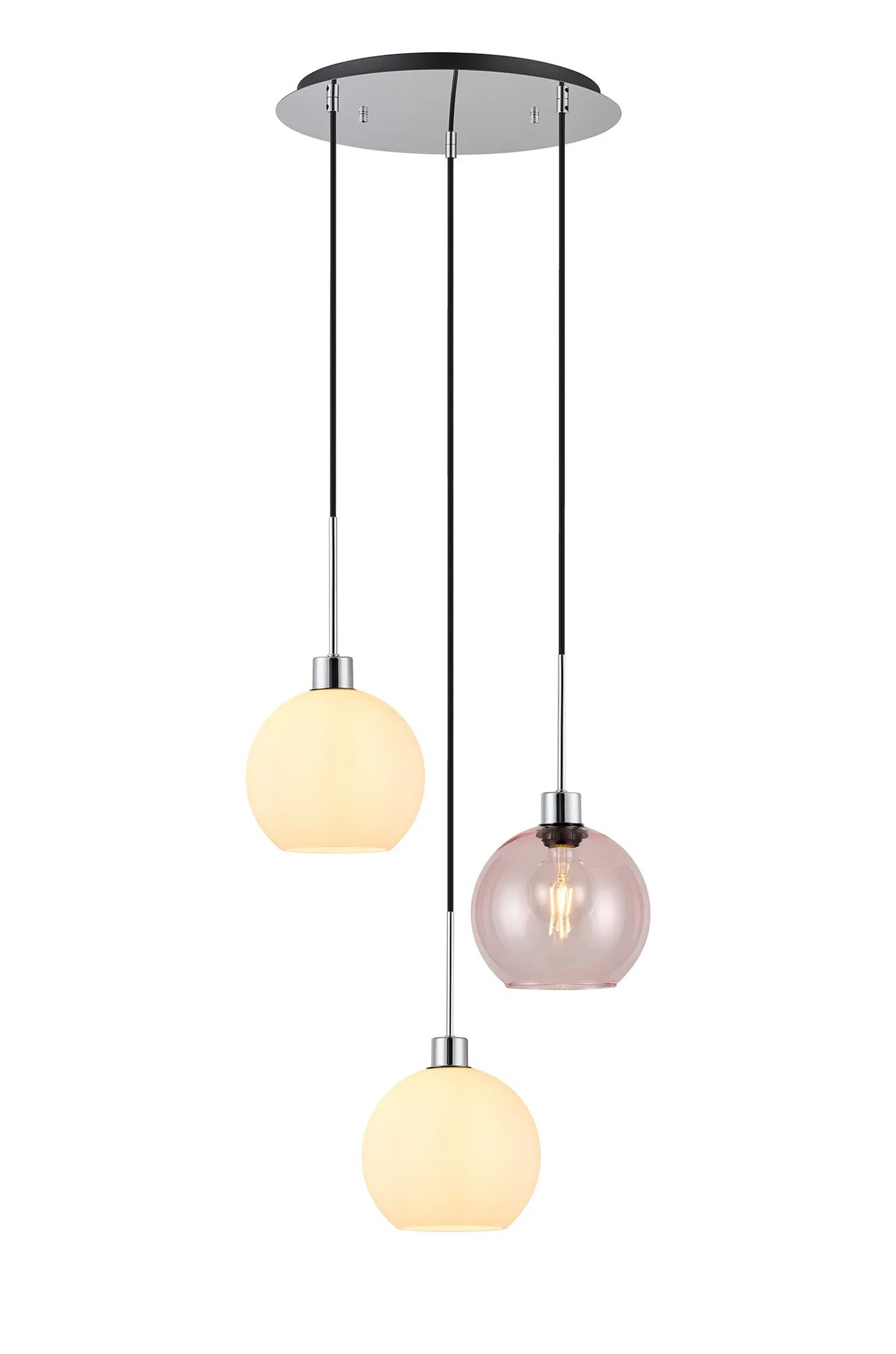 Lori 3Lt Cluster Pendant - Polished Chrome w Various Finishes - Image 7