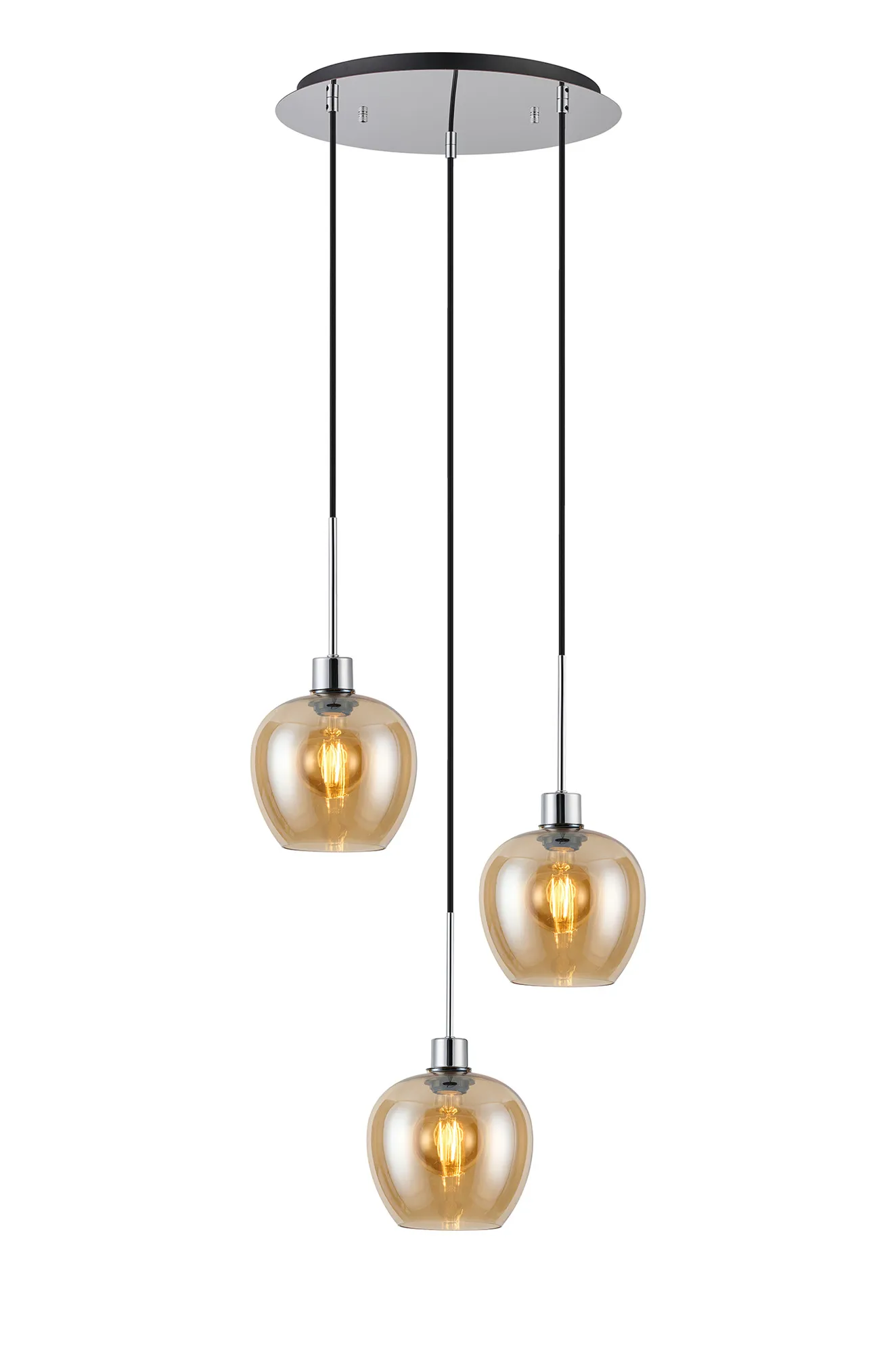 Lori 3Lt Cluster Pendant - Polished Chrome w Various Finishes - Image 8