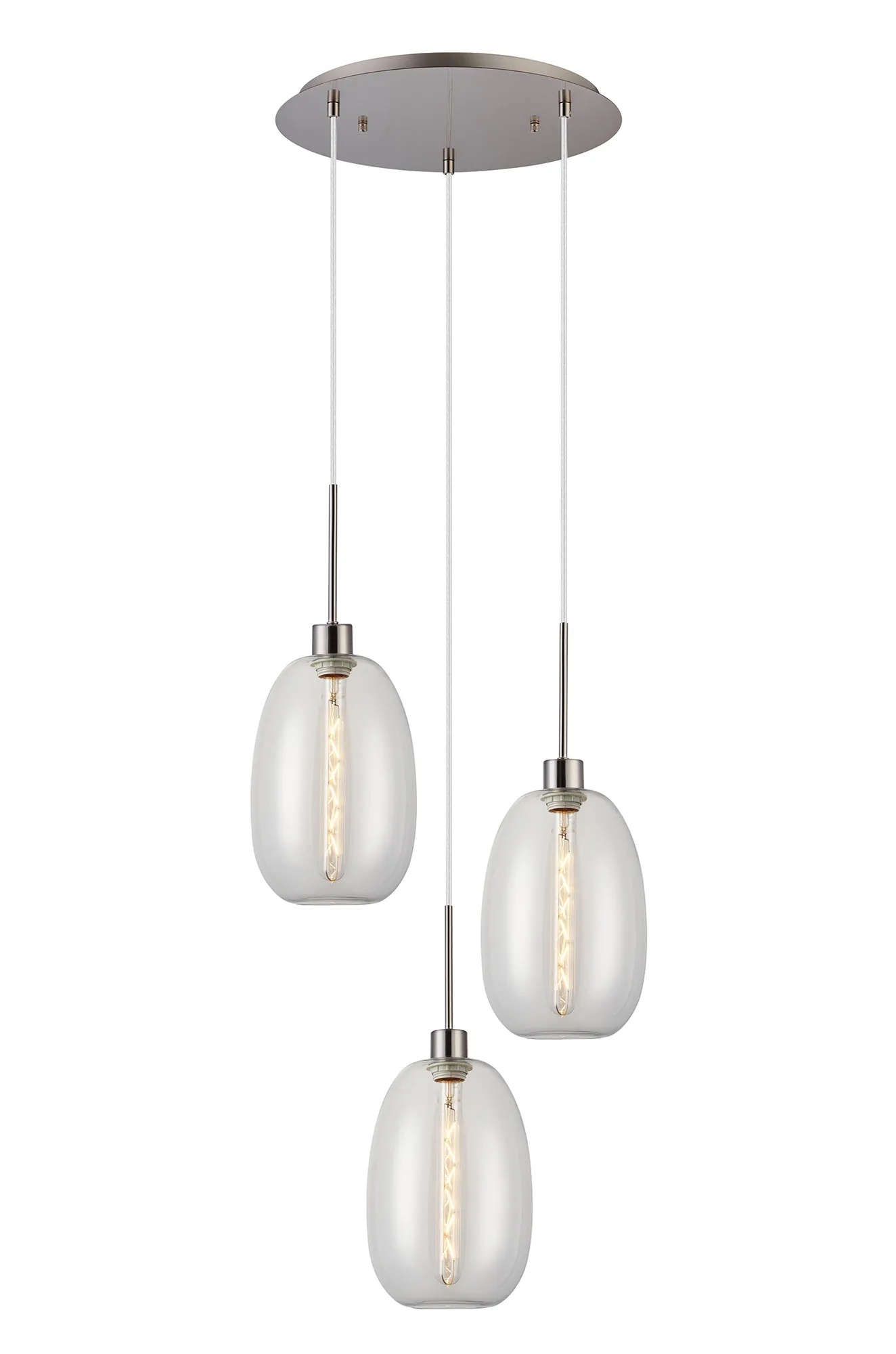 Lori 3Lt Cluster Pendant - Satin Nickel w Various Glass Finishes - Image 2