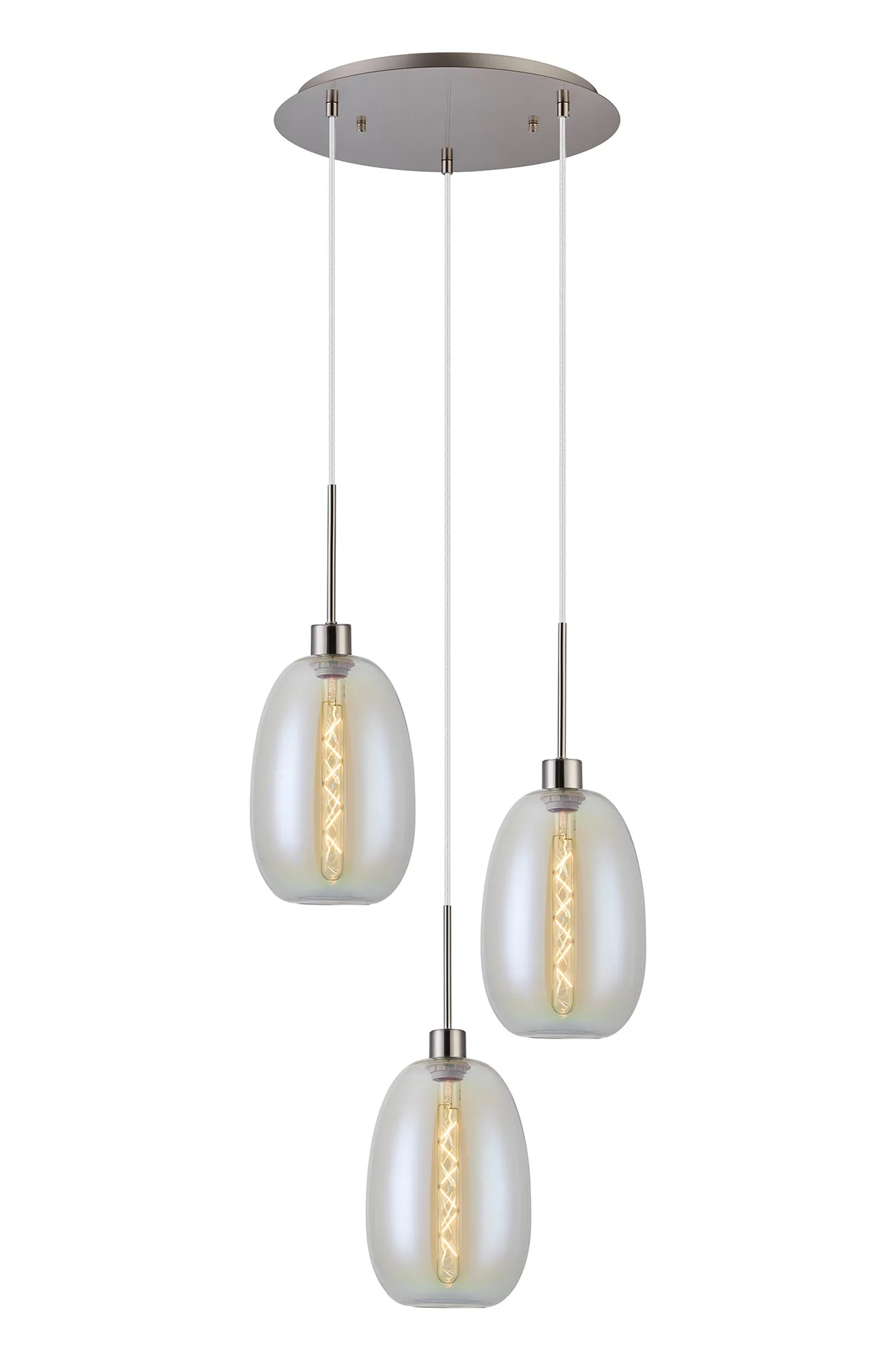Lori 3Lt Cluster Pendant - Satin Nickel w Various Glass Finishes - Image 3
