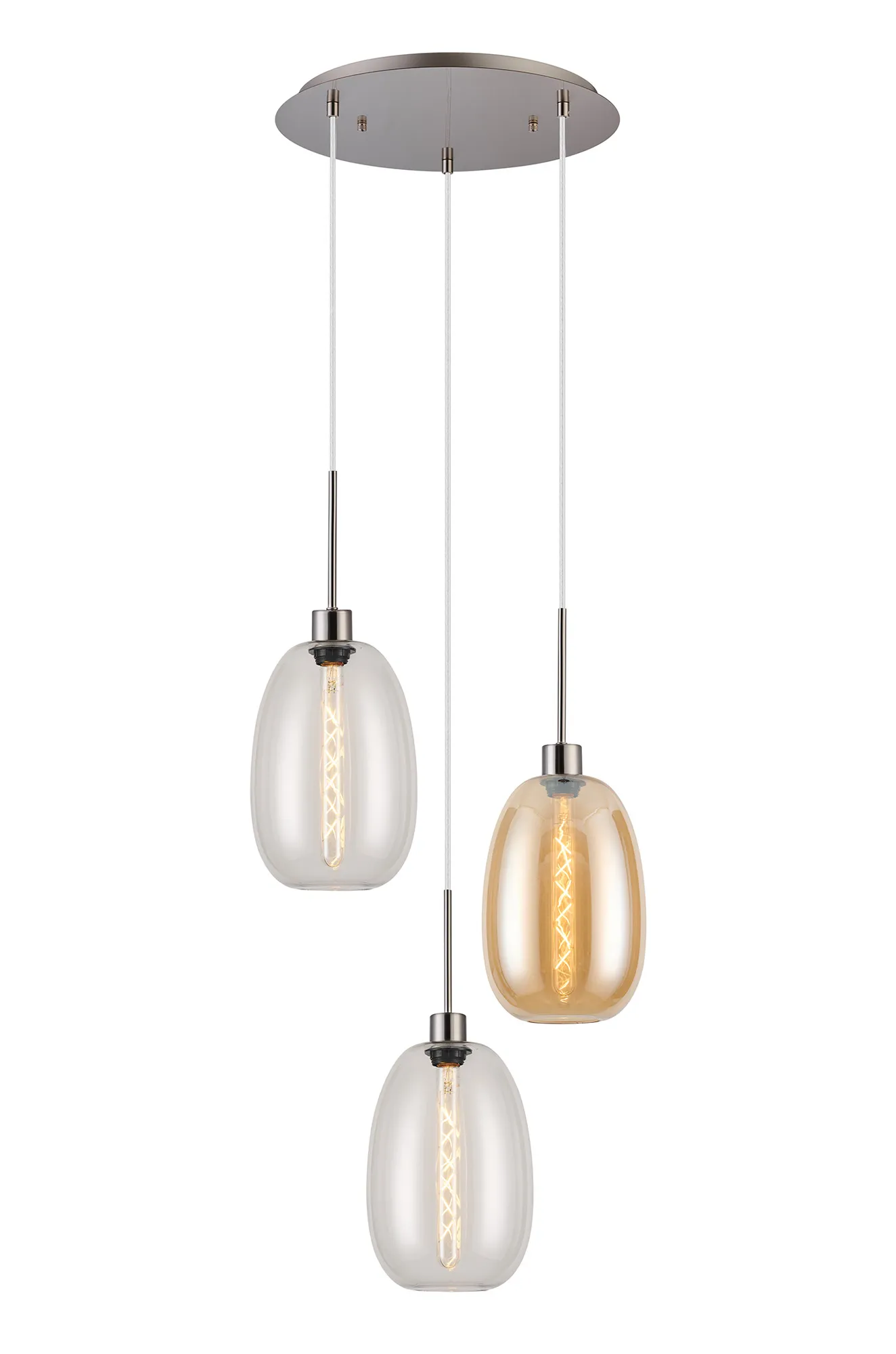 Lori 3Lt Cluster Pendant - Satin Nickel w Various Glass Finishes - Image 4