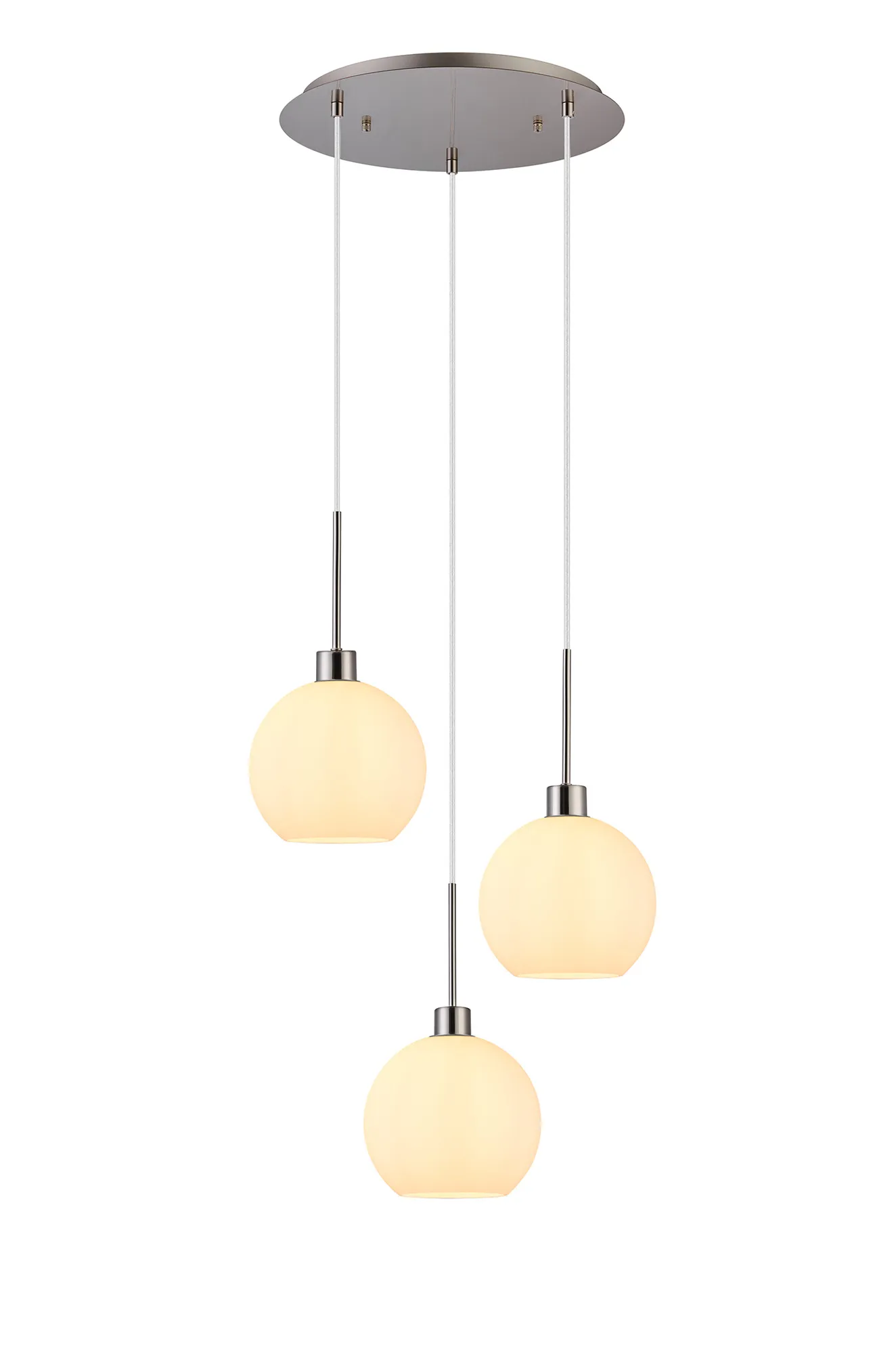 Lori 3Lt Cluster Pendant - Satin Nickel w Various Glass Finishes - Image 5