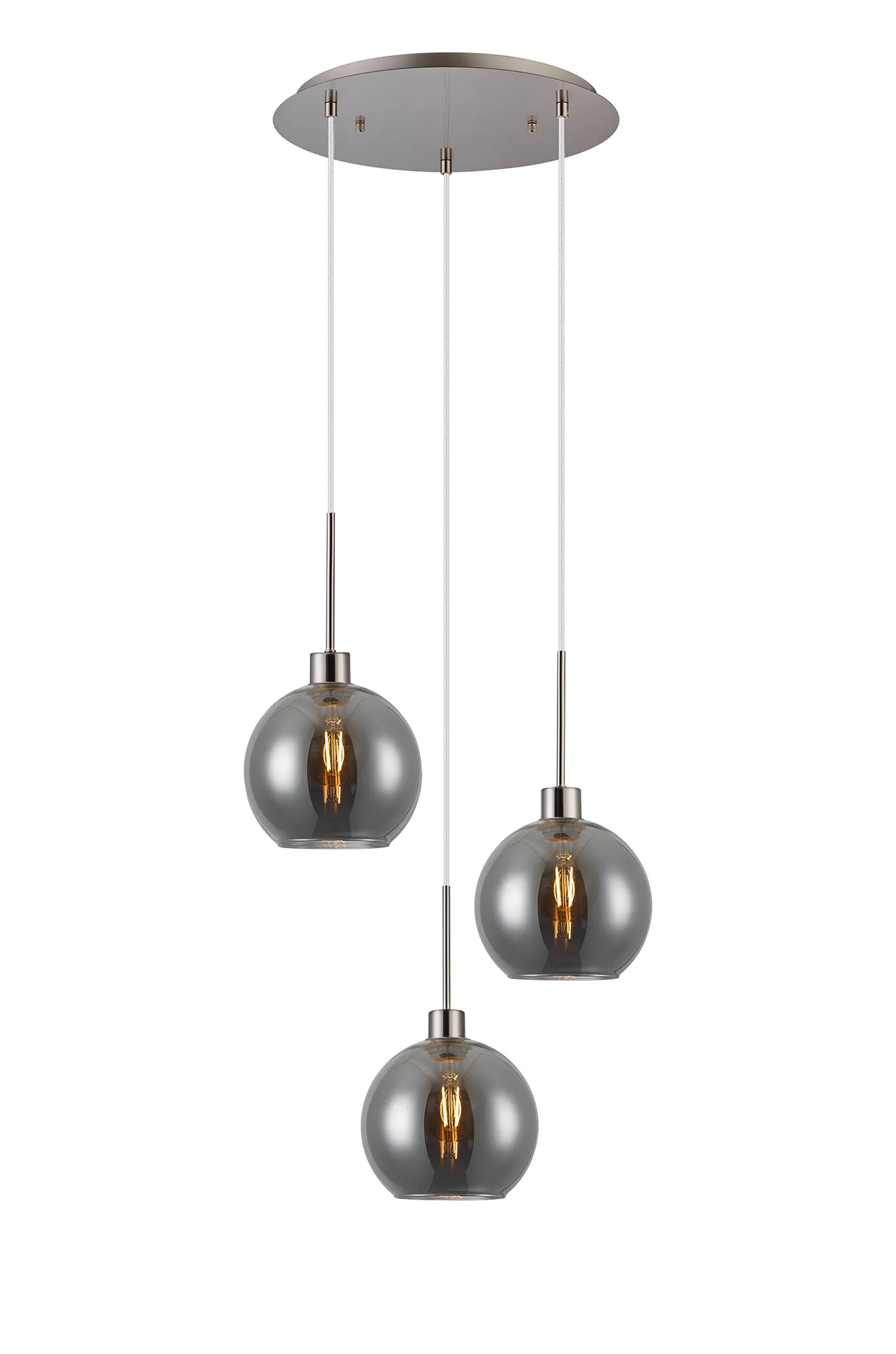 Lori 3Lt Cluster Pendant - Satin Nickel w Various Glass Finishes - Image 6