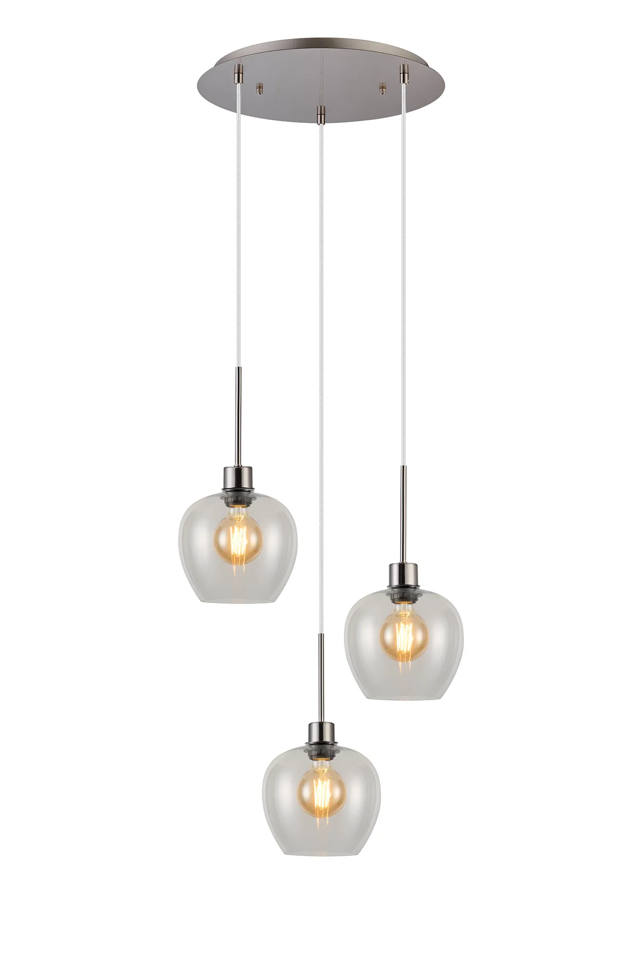 Lori 3Lt Cluster Pendant - Satin Nickel w Various Glass Finishes - Image 7