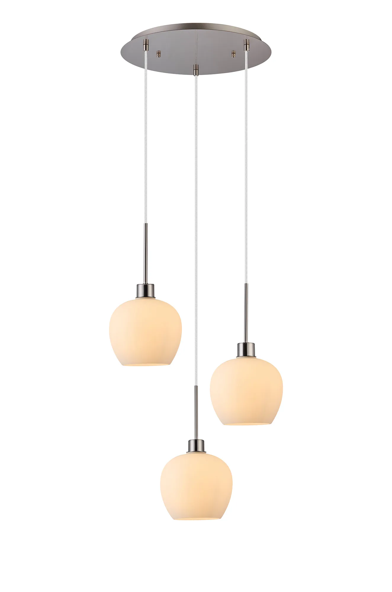 Lori 3Lt Cluster Pendant - Satin Nickel w Various Glass Finishes - Image 8