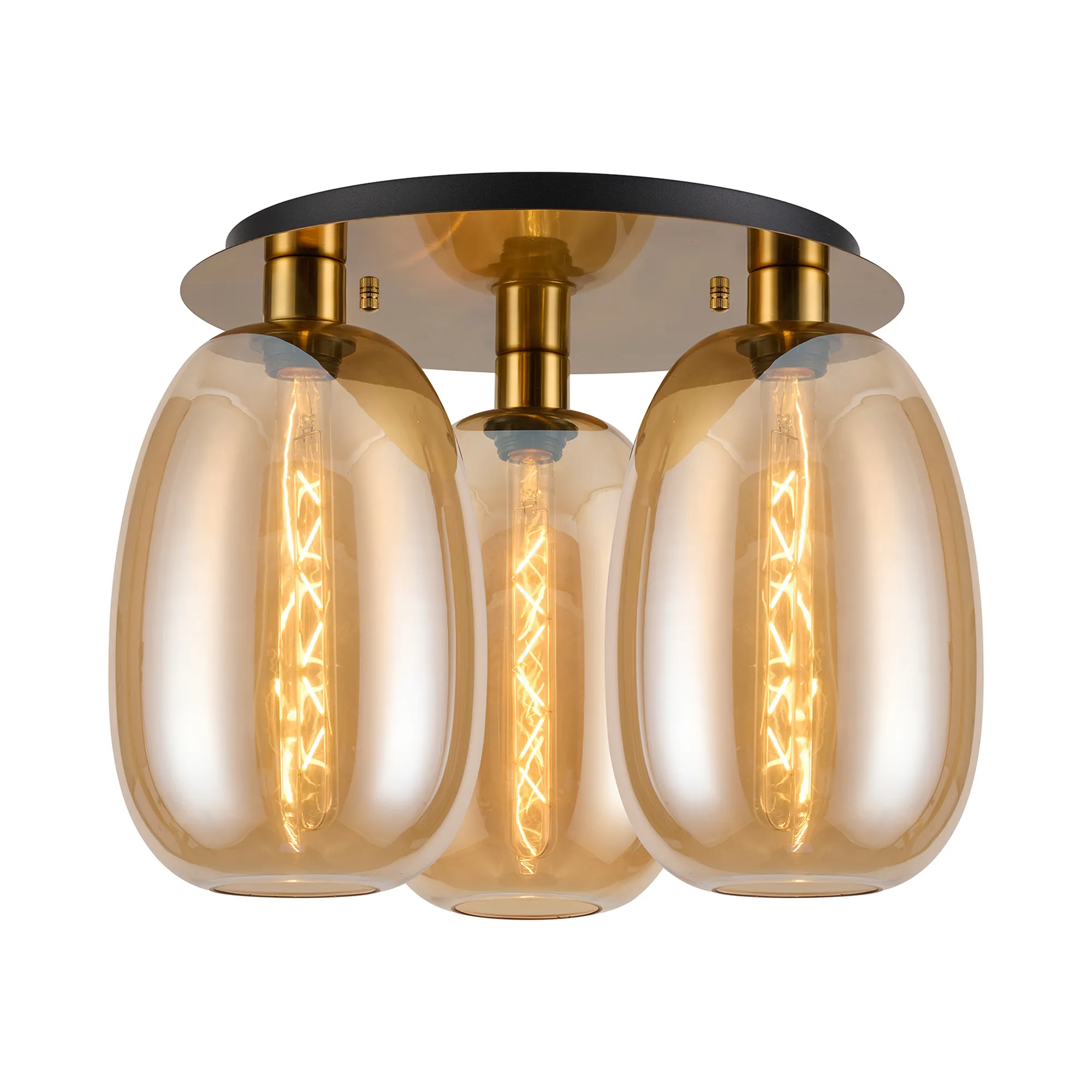 Lori 40cm 3Lt Round Ceiling Flush Light- Antique Gold w Various Finishes - Image 2