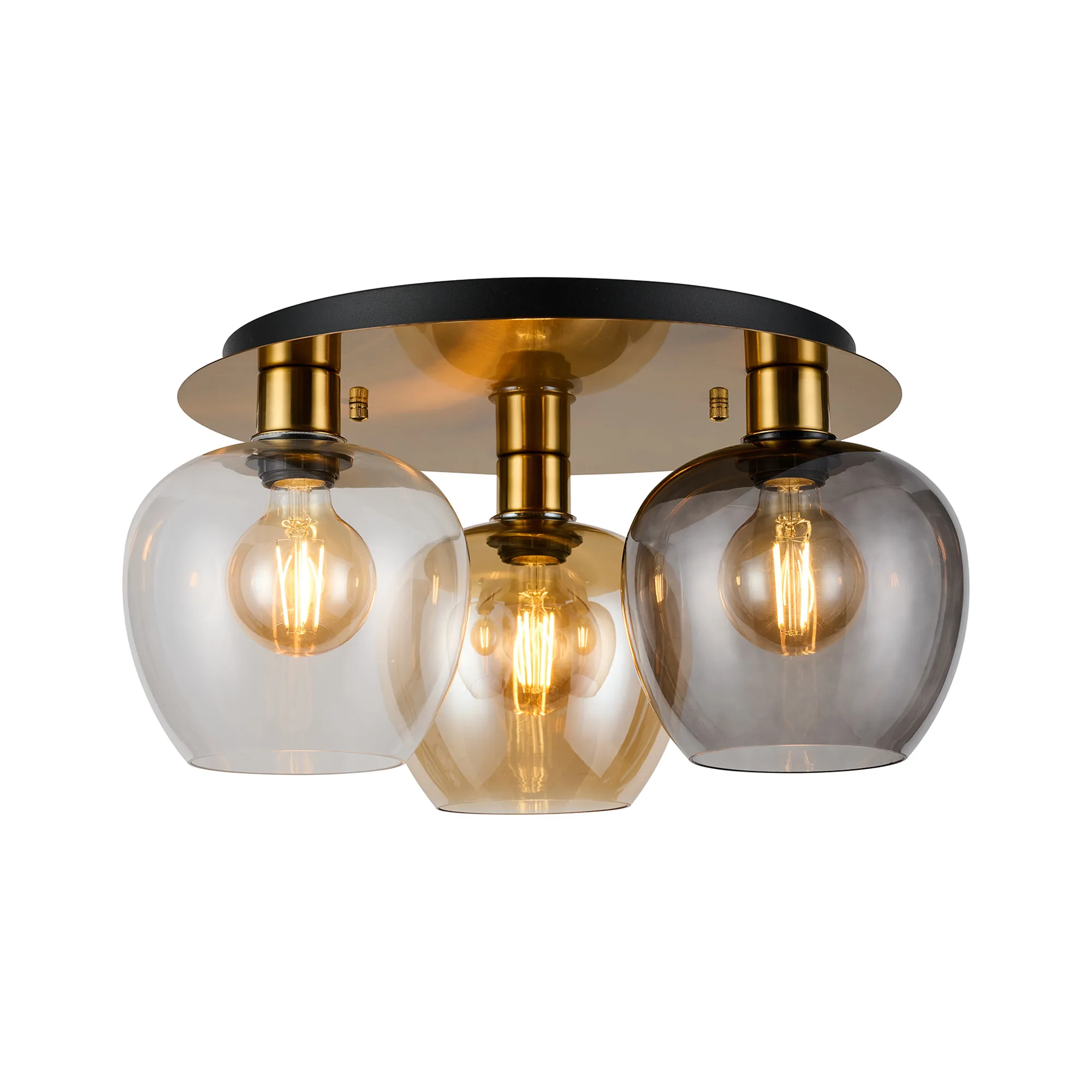 Lori 40cm 3Lt Round Ceiling Flush Light- Antique Gold w Various Finishes - Image 3