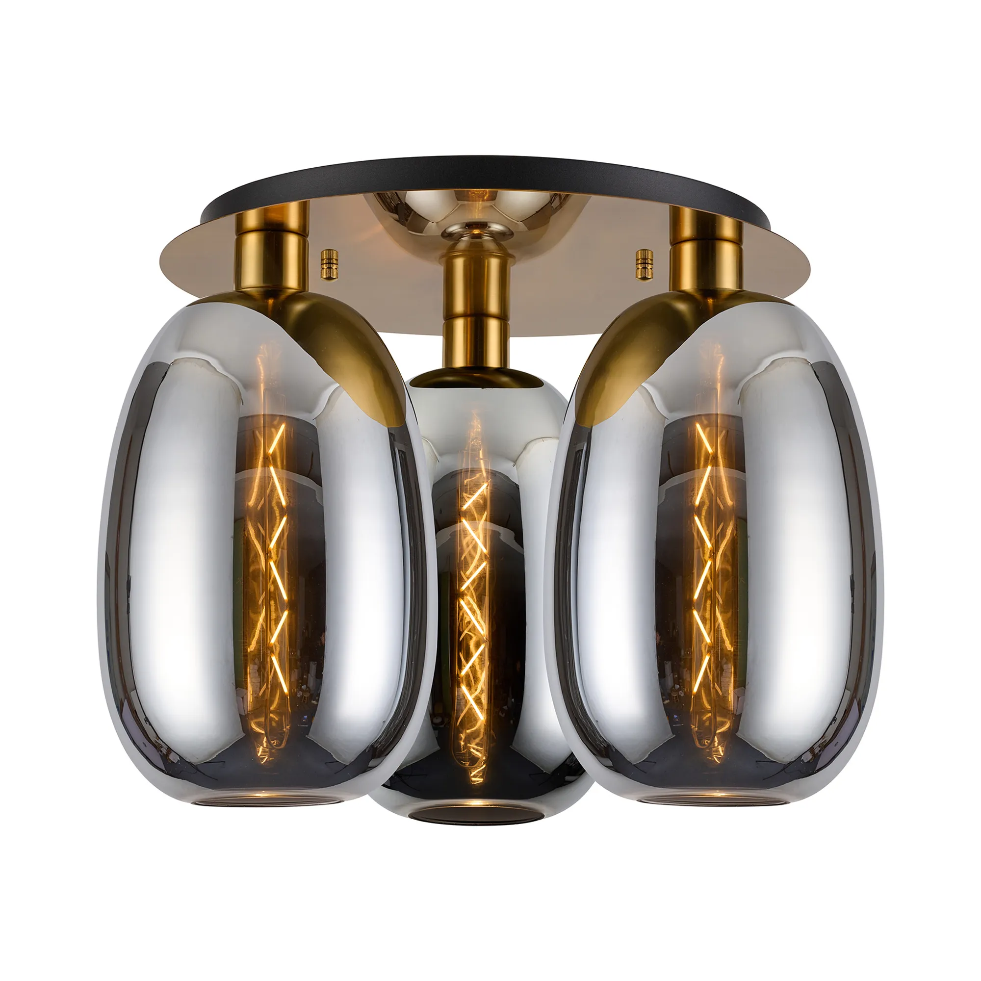 Lori 40cm 3Lt Round Ceiling Flush Light- Antique Gold w Various Finishes - Image 4