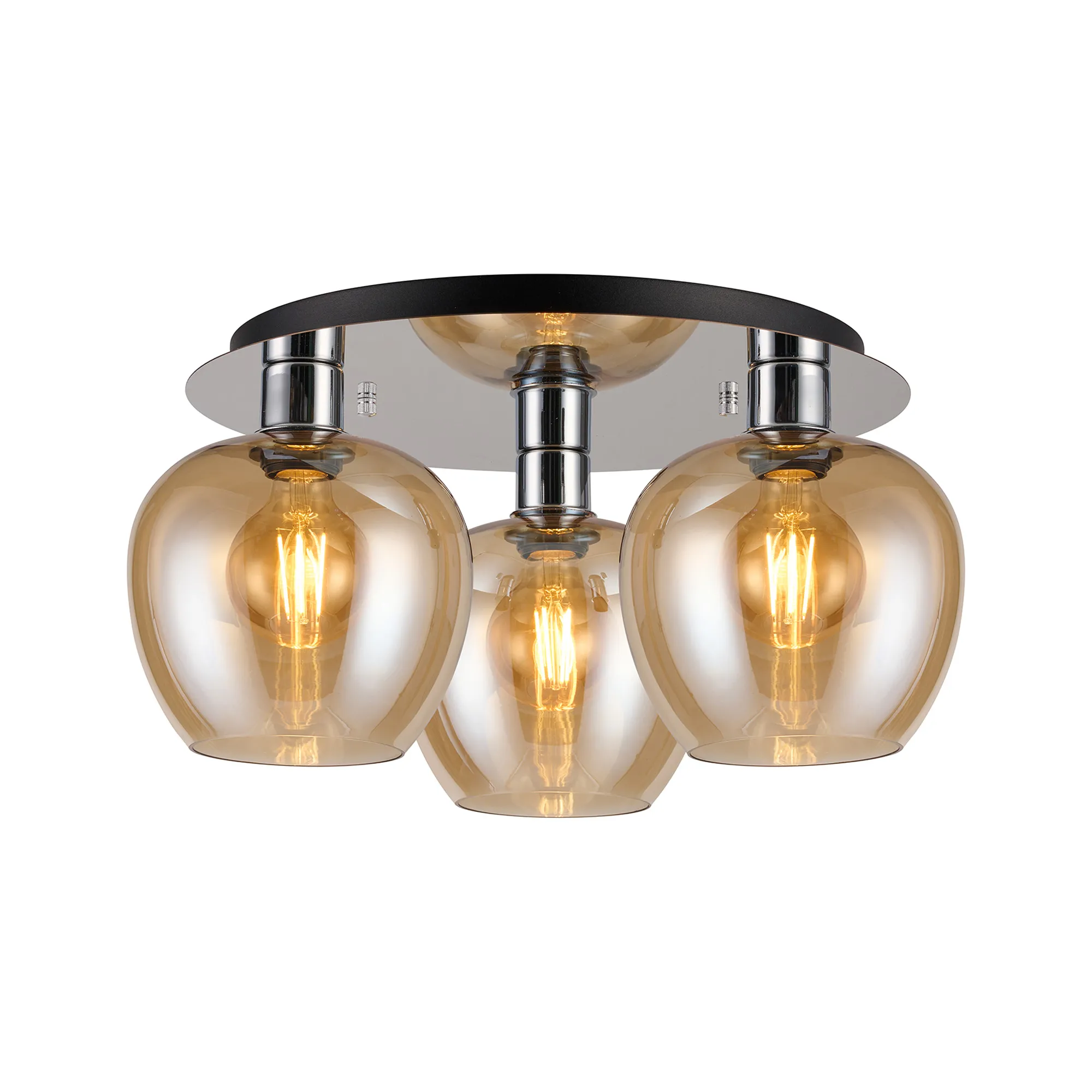 Lori 40cm 3Lt Round Ceiling Semi-Flush Light - Polished Chrome w Various Finishes - Image 4