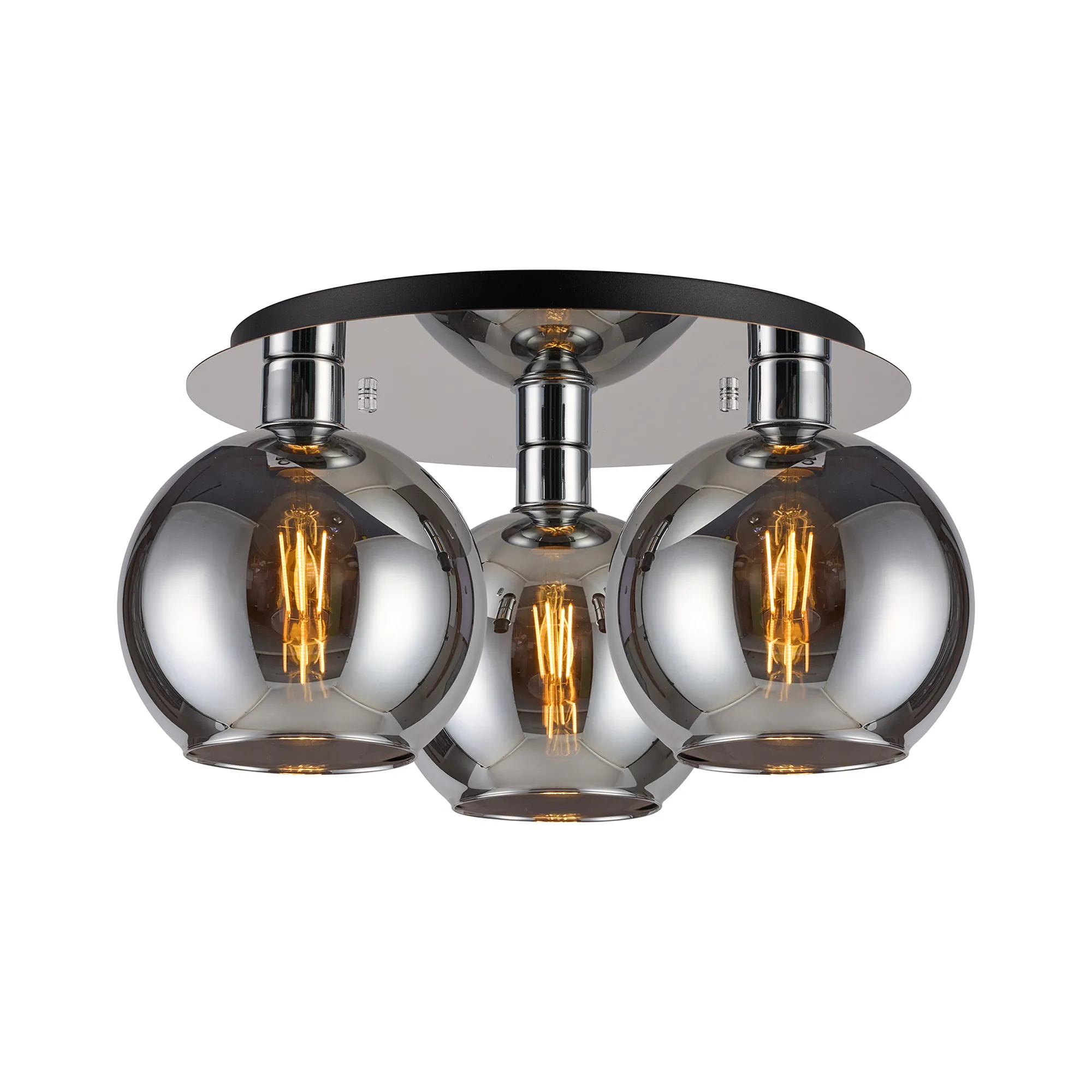 Lori 40cm 3Lt Round Ceiling Semi-Flush Light - Polished Chrome w Various Finishes - Image 5
