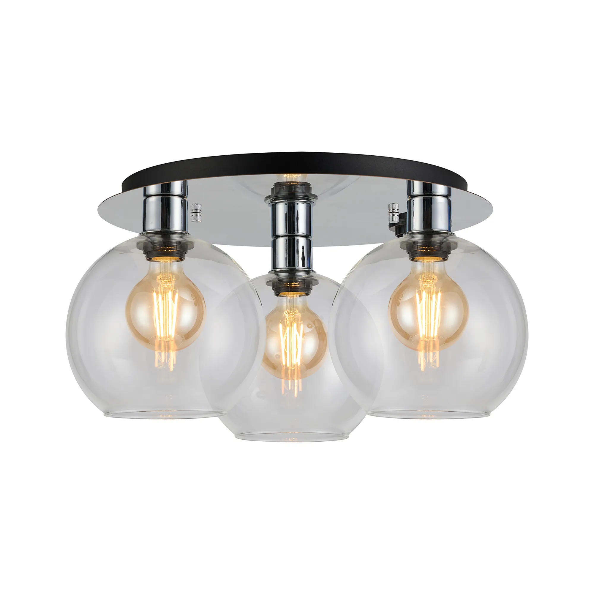 Lori 40cm 3Lt Round Ceiling Semi-Flush Light - Polished Chrome w Various Finishes - Image 6