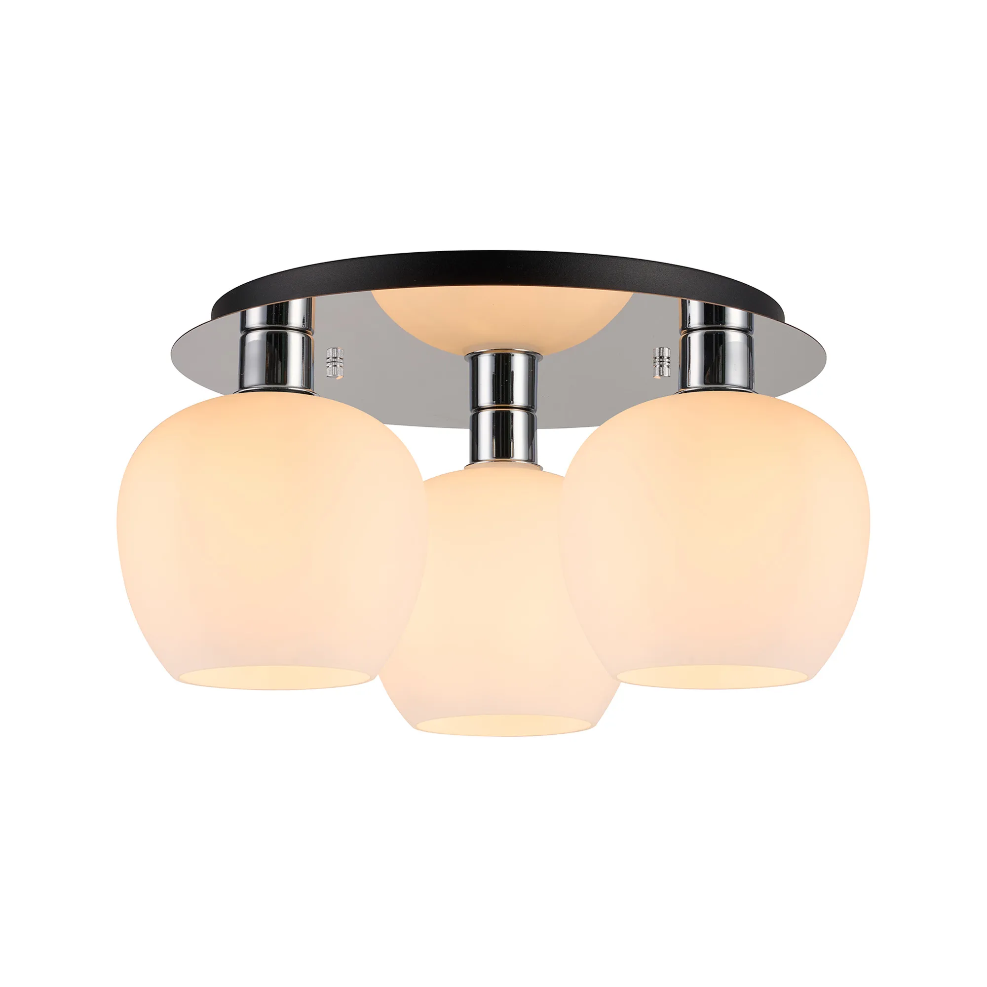 Lori 40cm 3Lt Round Ceiling Semi-Flush Light - Polished Chrome w Various Finishes - Image 8