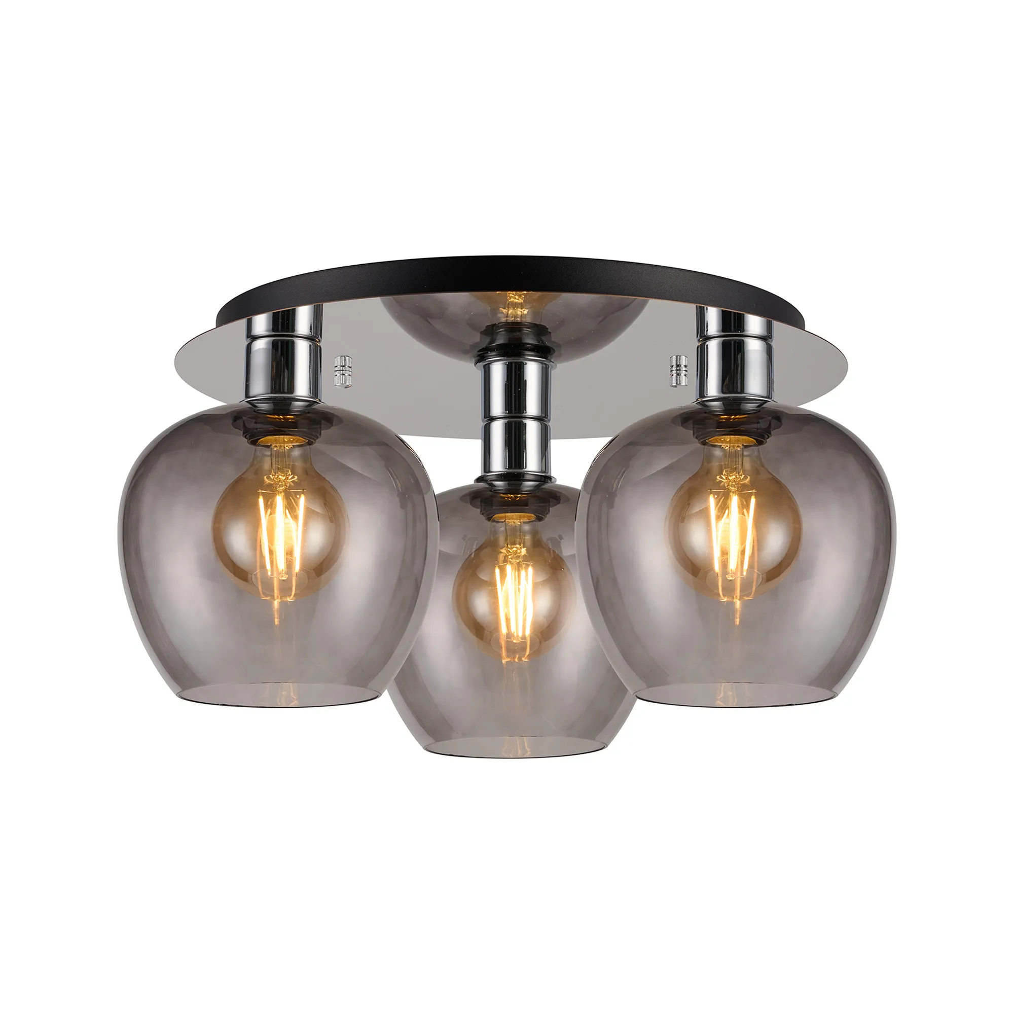 Lori 40cm 3Lt Round Ceiling Semi-Flush Light - Polished Chrome w Various Finishes - Image 9