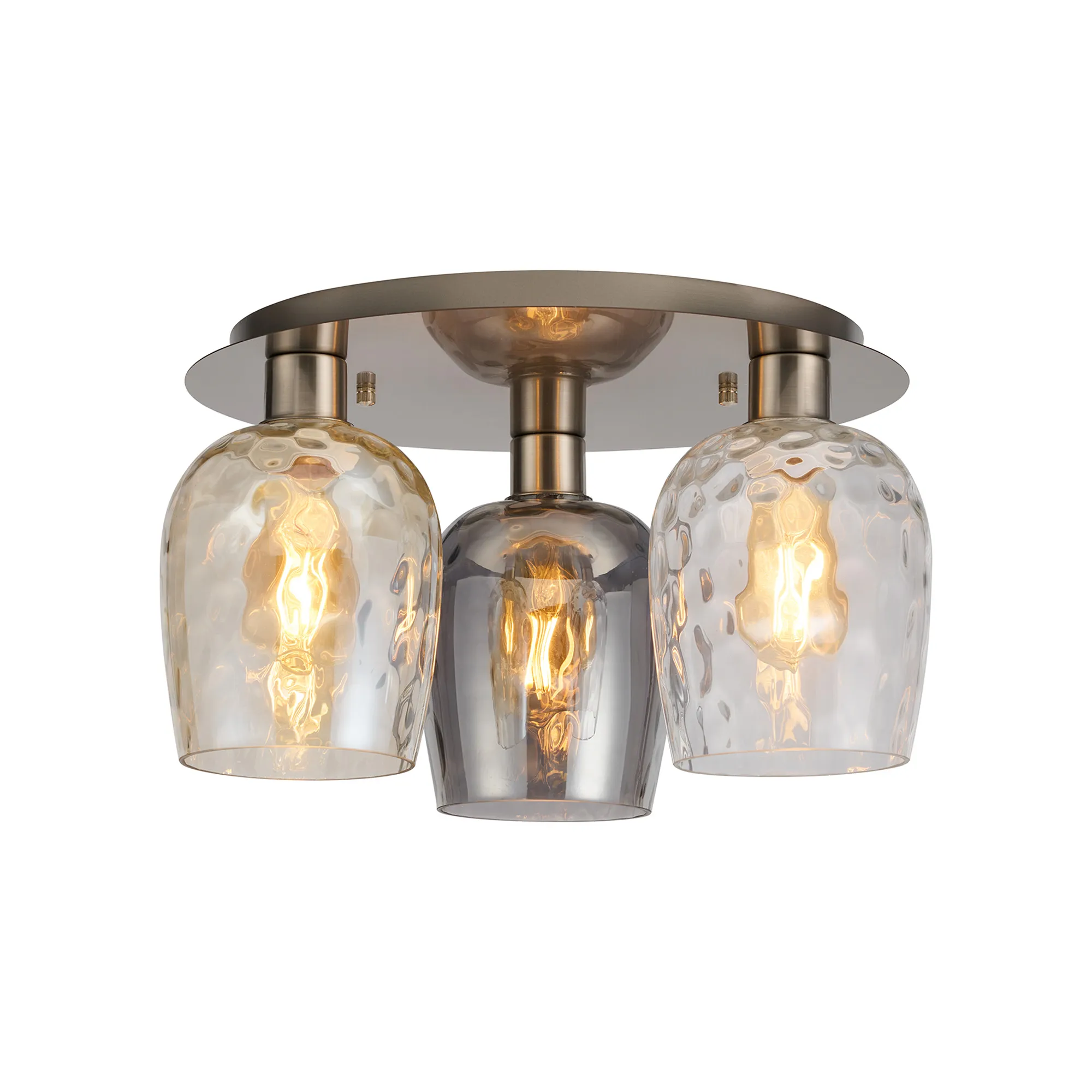Lori 40cm 3Lt Round Ceiling Semi-Flush Light - Satin Nickel w Various Finishes - Image 3
