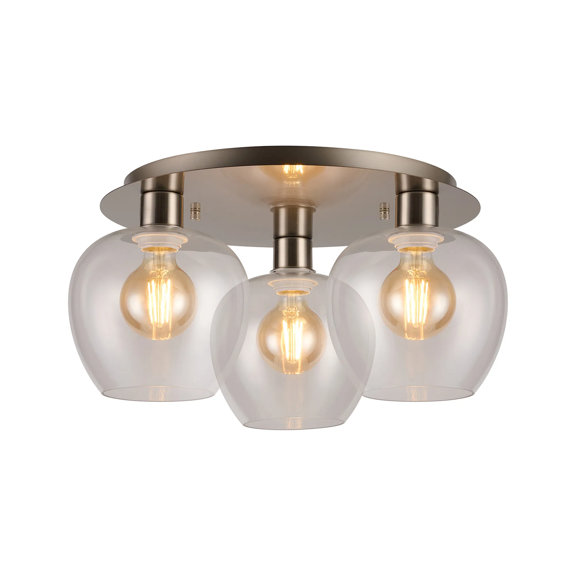 Lori 40cm 3Lt Round Ceiling Semi-Flush Light - Satin Nickel w Various Finishes - Image 5