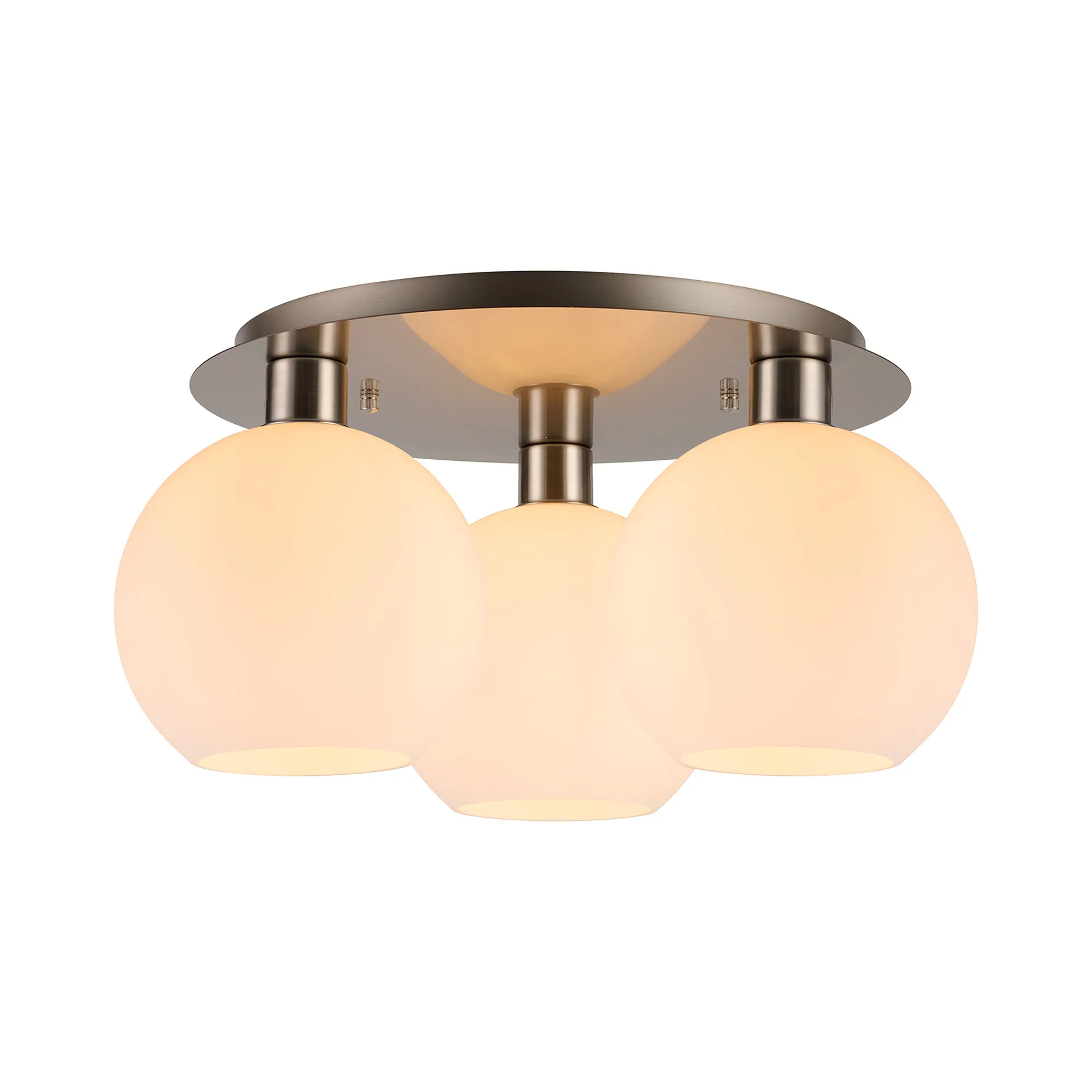 Lori 40cm 3Lt Round Ceiling Semi-Flush Light - Satin Nickel w Various Finishes - Image 6