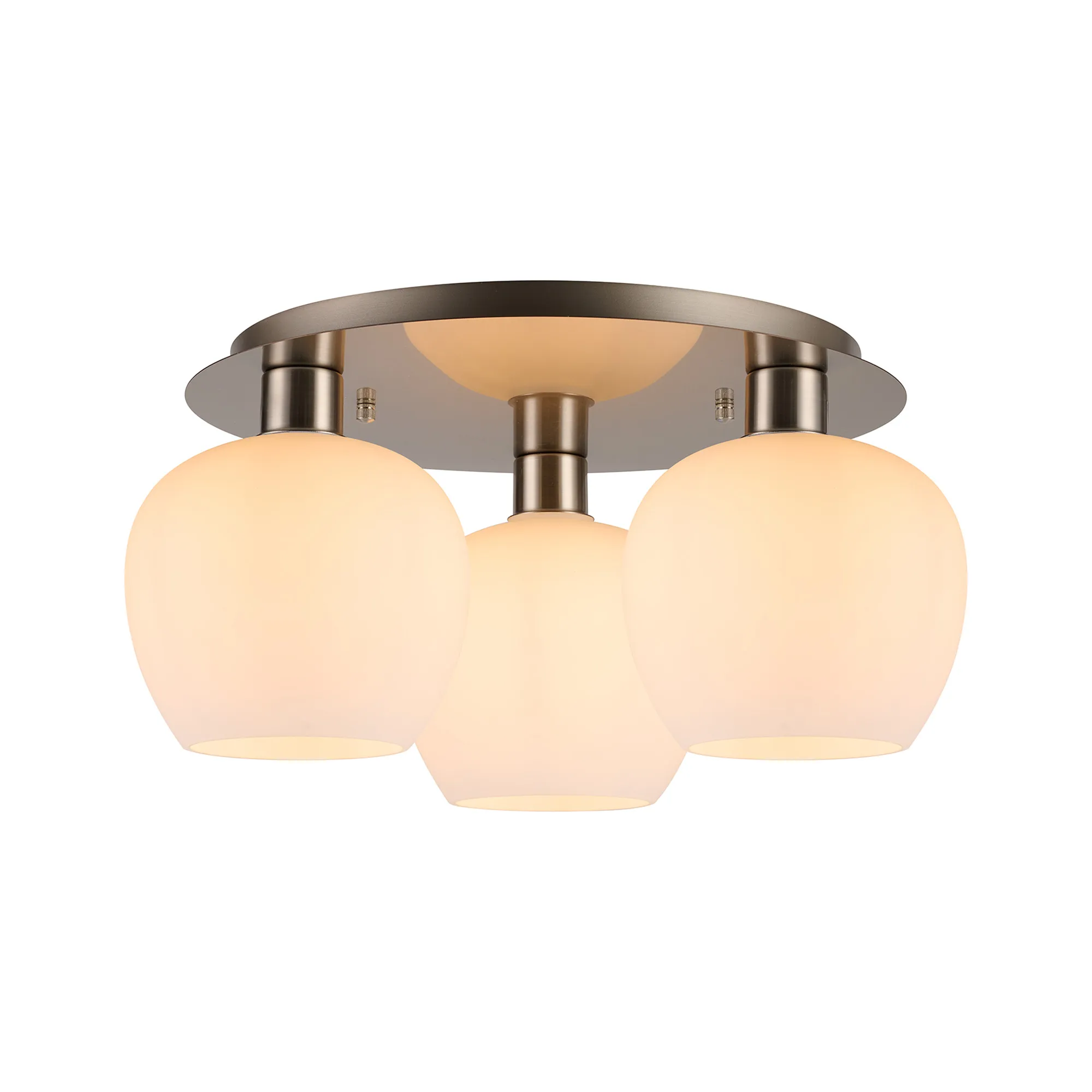 Lori 40cm 3Lt Round Ceiling Semi-Flush Light - Satin Nickel w Various Finishes - Image 7