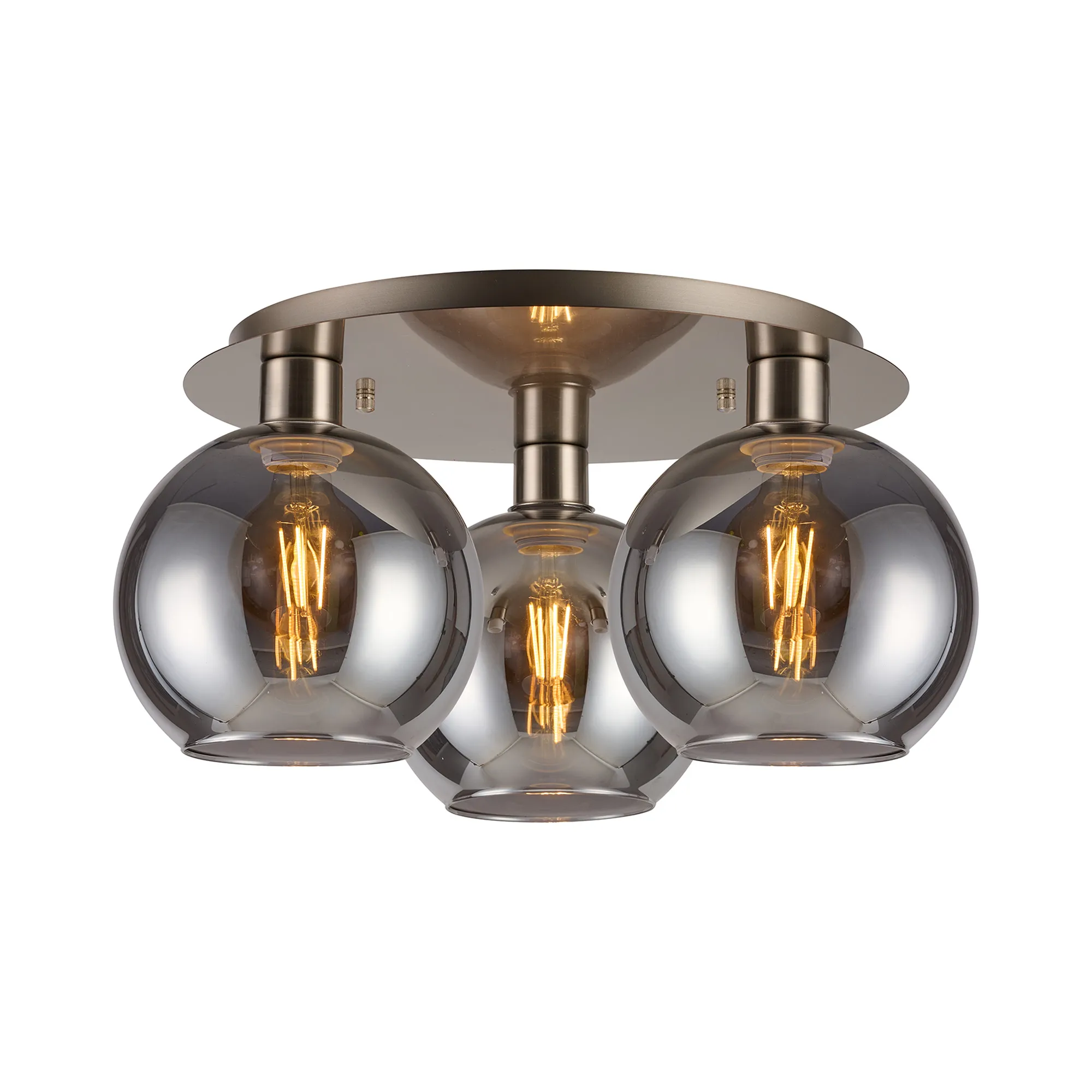 Lori 40cm 3Lt Round Ceiling Semi-Flush Light - Satin Nickel w Various Finishes - Image 8