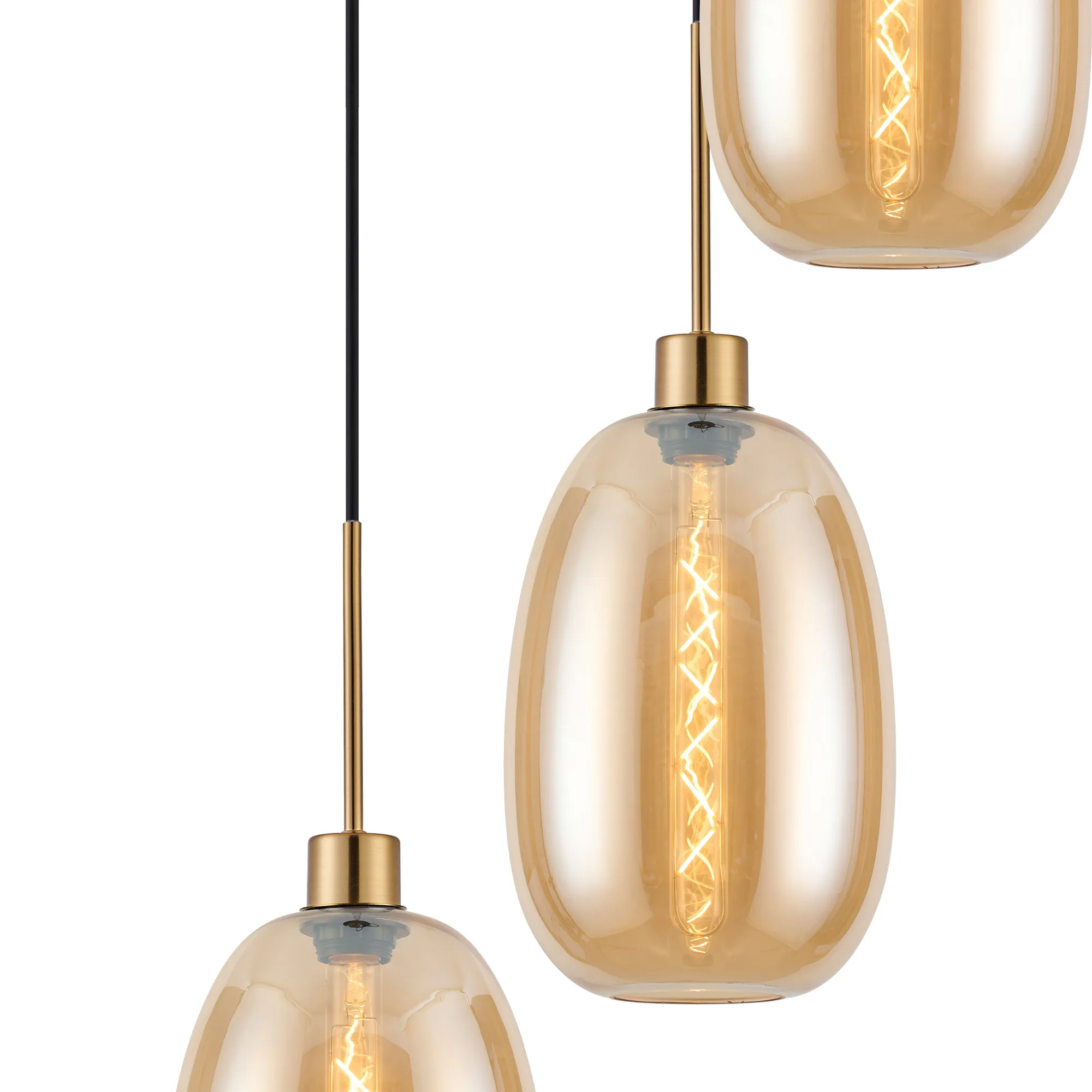 Lori 5 Light Cluster Pendant Adjustable E27- Antique Gold w Various Glass Finishes - Image 11