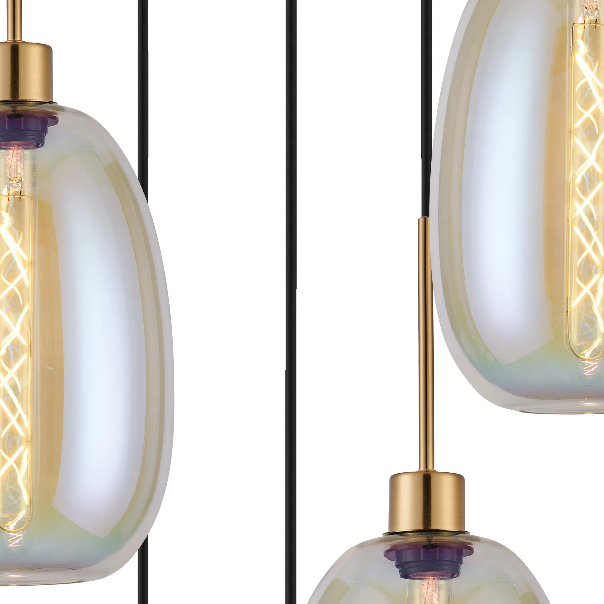 Lori 5 Light Cluster Pendant Adjustable E27- Antique Gold w Various Glass Finishes - Image 14