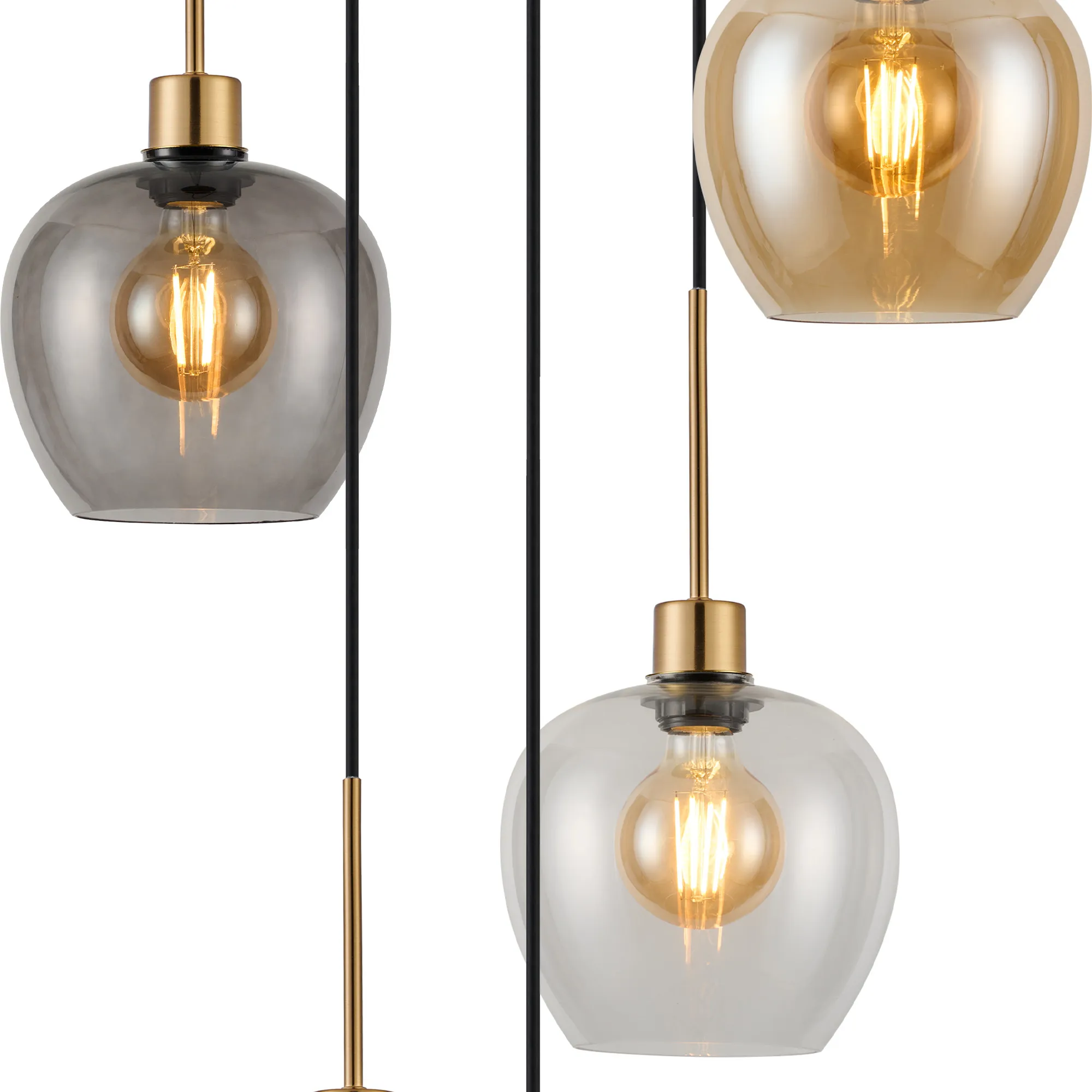 Lori 5 Light Cluster Pendant Adjustable E27- Antique Gold w Various Glass Finishes - Image 19