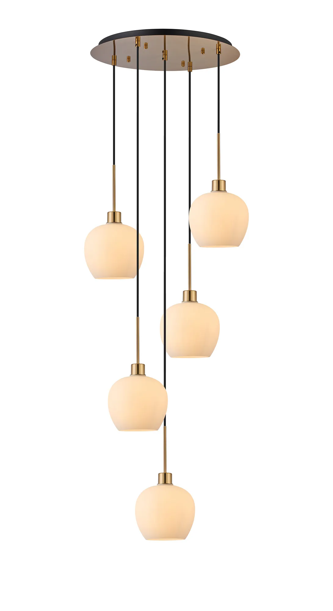 Lori 5 Light Cluster Pendant Adjustable E27- Antique Gold w Various Glass Finishes - Image 5