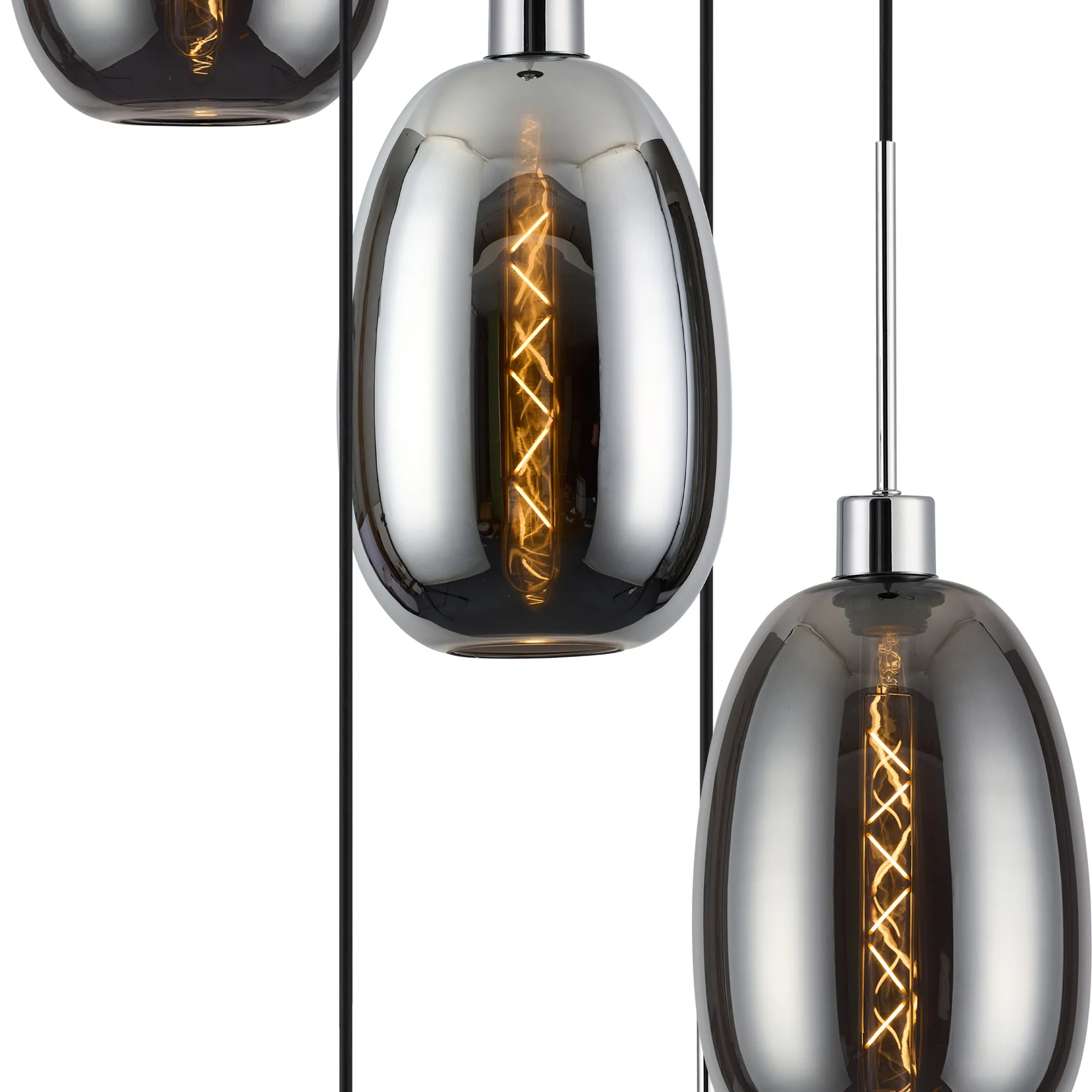 Lori 5 Light Cluster Pendant Adjustable E27- Polished Chrome w Various Glass Finishes - Image 17