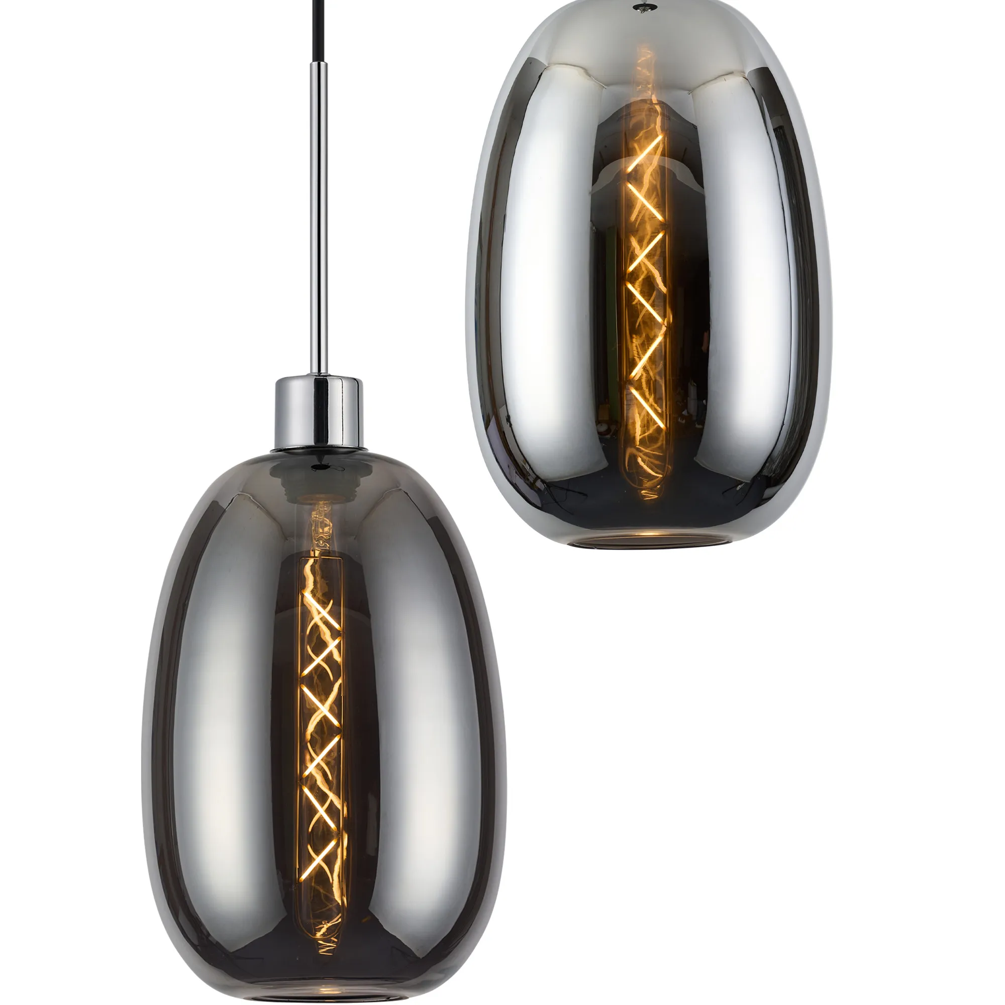 Lori 5 Light Cluster Pendant Adjustable E27- Polished Chrome w Various Glass Finishes - Image 18