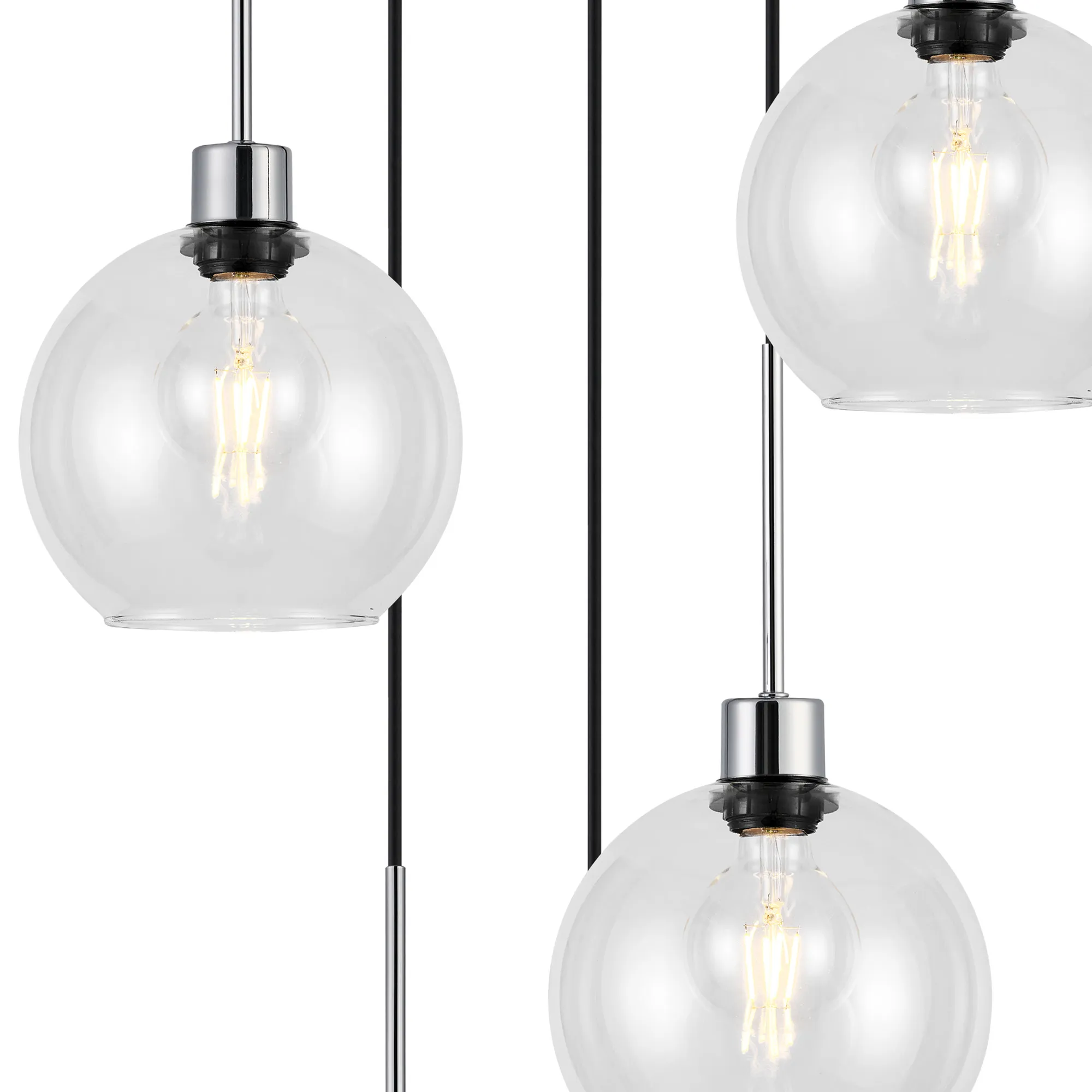 Lori 5 Light Cluster Pendant Adjustable E27- Polished Chrome w Various Glass Finishes - Image 20
