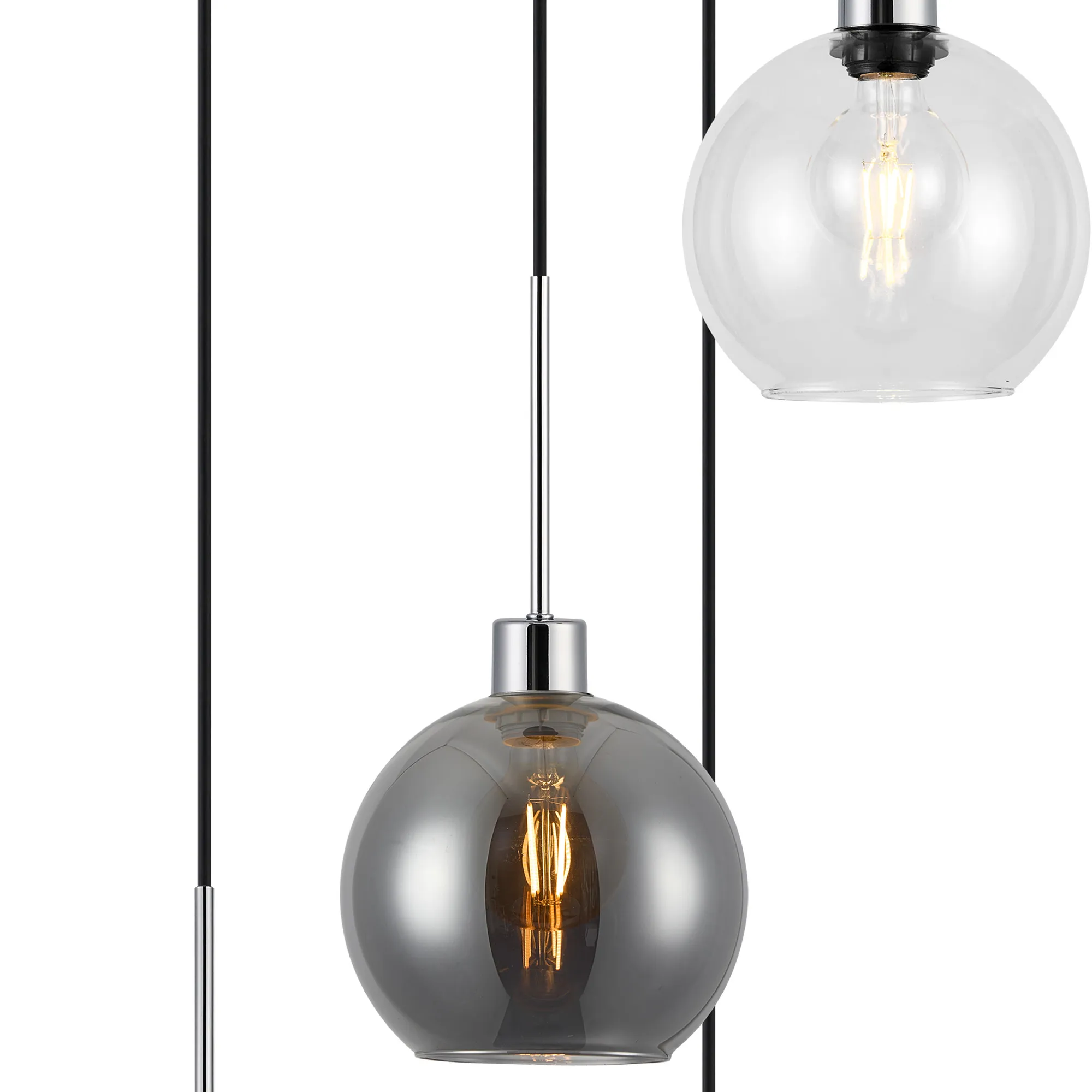 Lori 5 Light Cluster Pendant Adjustable E27- Polished Chrome w Various Glass Finishes - Image 22