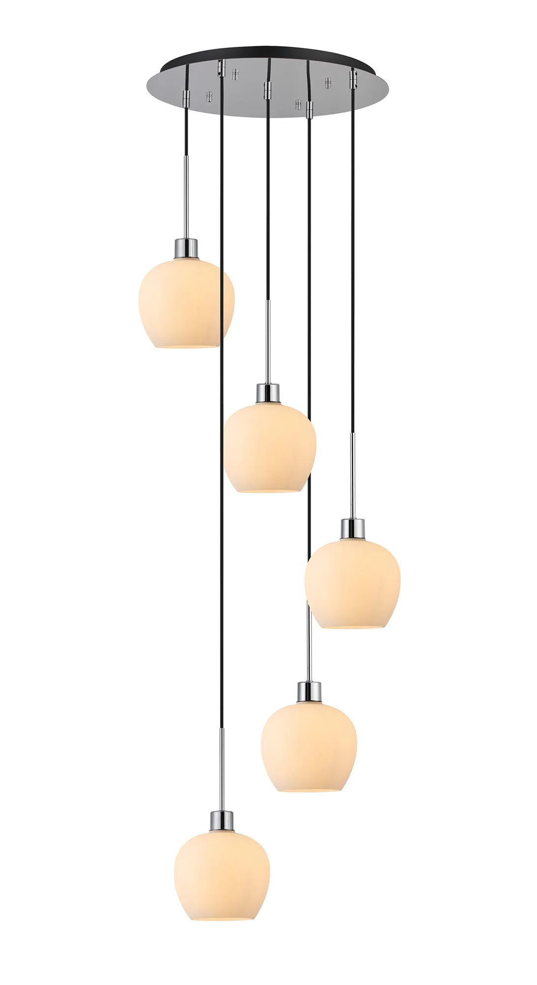 Lori 5 Light Cluster Pendant Adjustable E27- Polished Chrome w Various Glass Finishes - Image 25