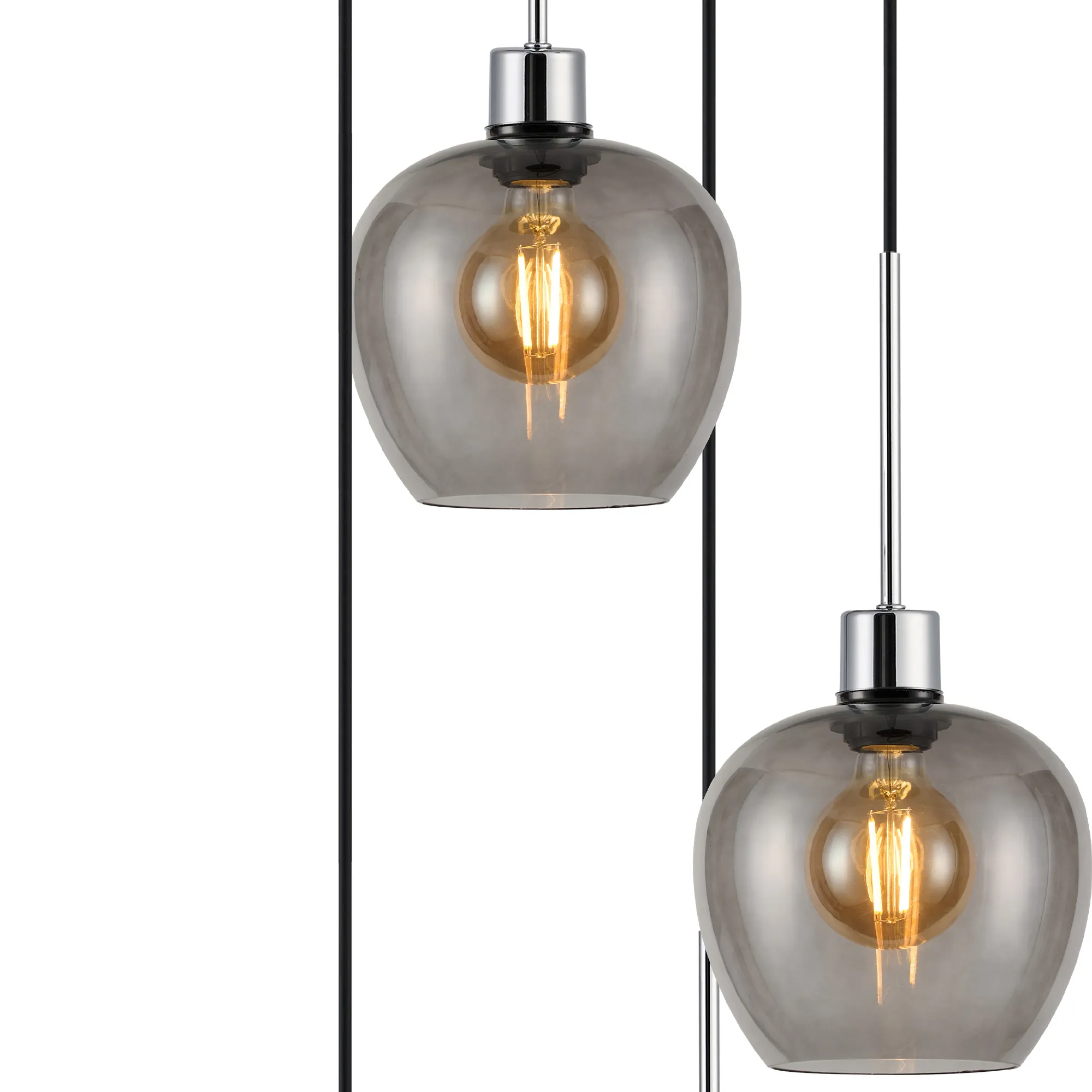Lori 5 Light Cluster Pendant Adjustable E27- Polished Chrome w Various Glass Finishes - Image 26