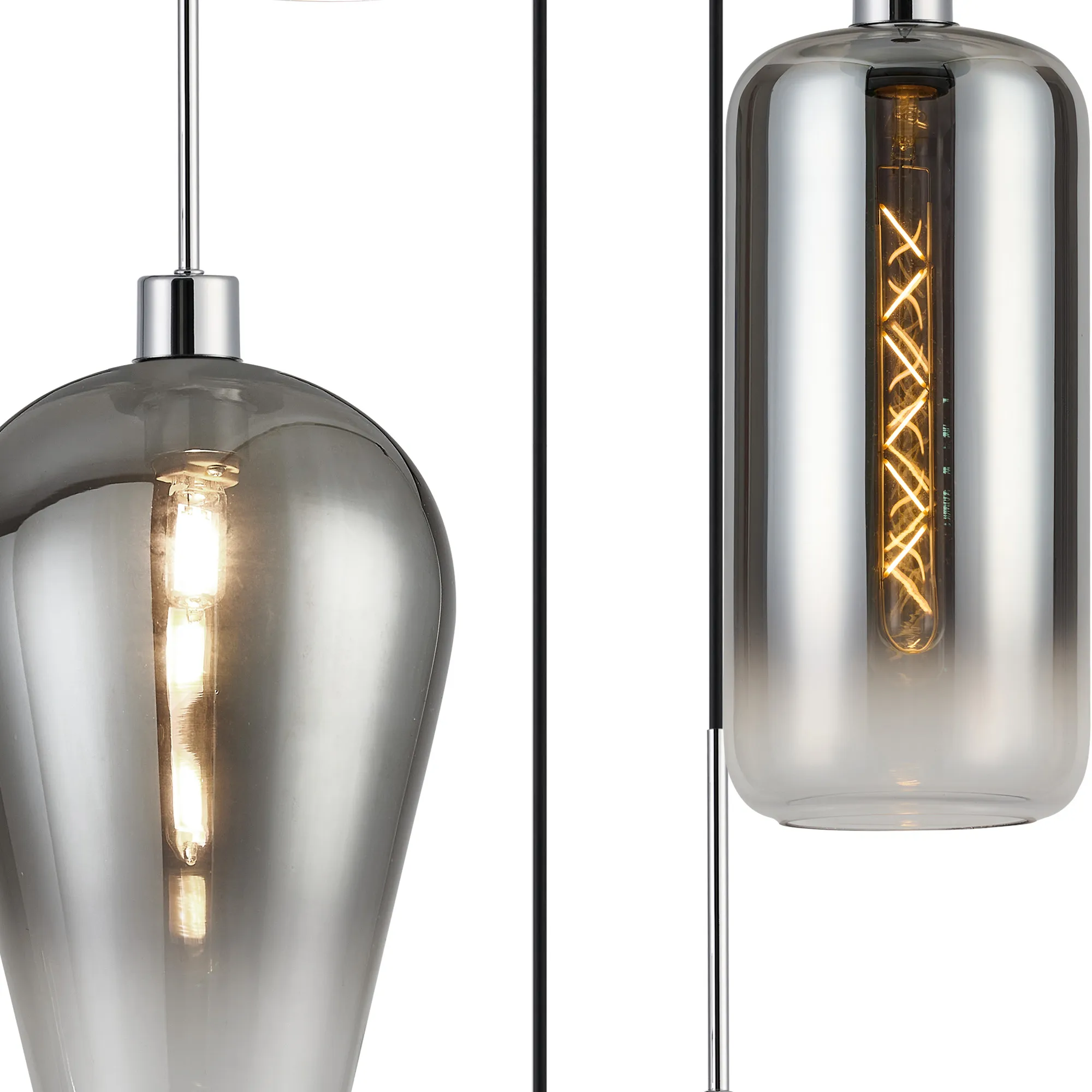Lori 5 Light Cluster Pendant Adjustable E27- Polished Chrome w Various Glass Finishes - Image 28