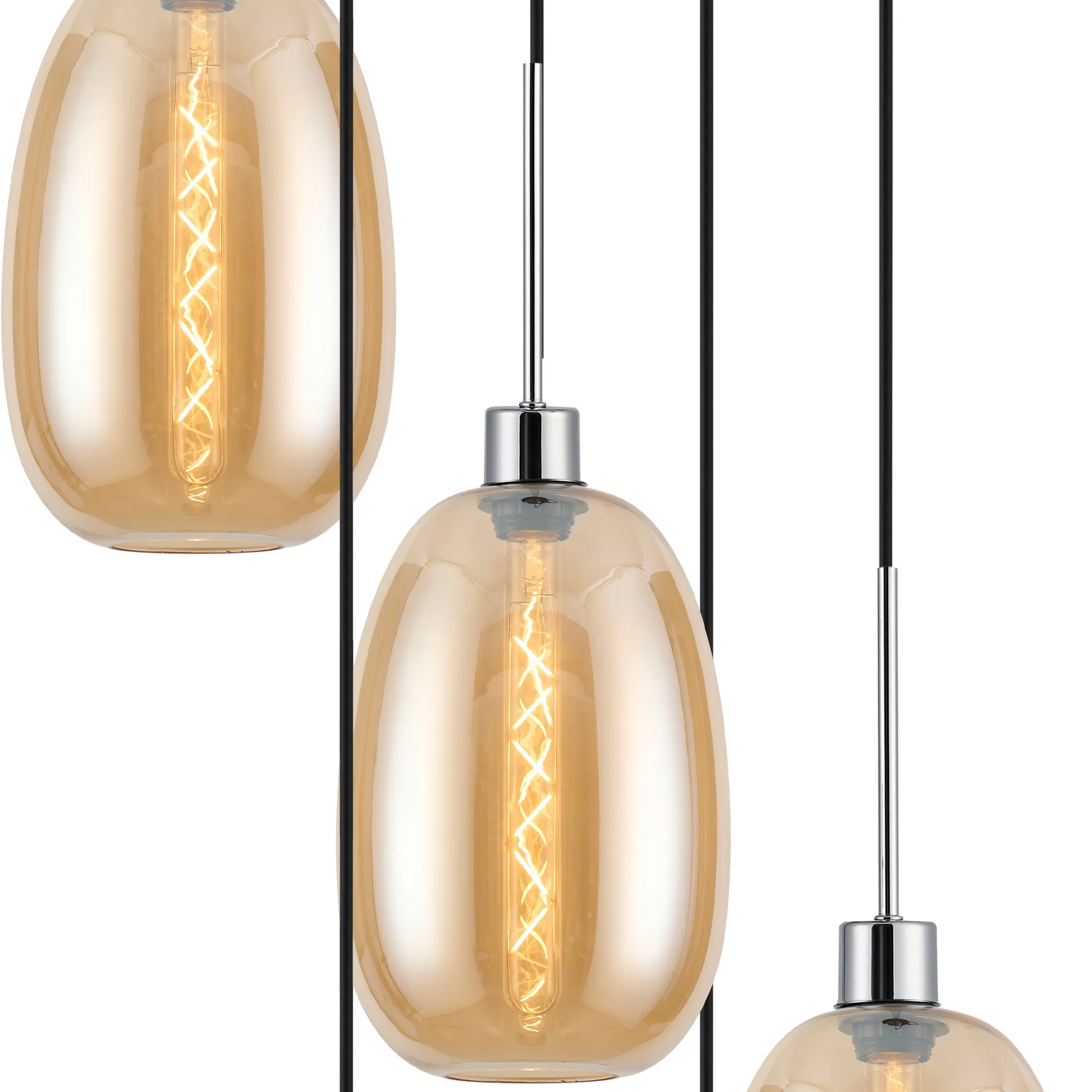 Lori 5 Light Cluster Pendant Adjustable E27- Polished Chrome w Various Glass Finishes - Image 31