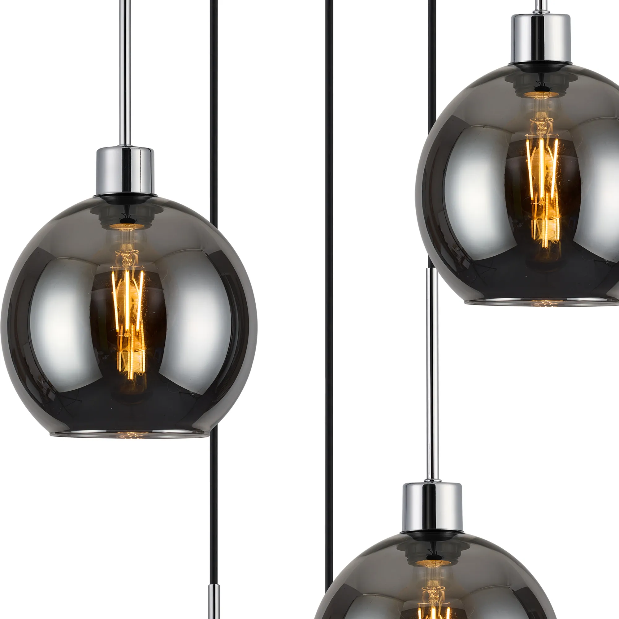 Lori 5 Light Cluster Pendant Adjustable E27- Polished Chrome w Various Glass Finishes - Image 32