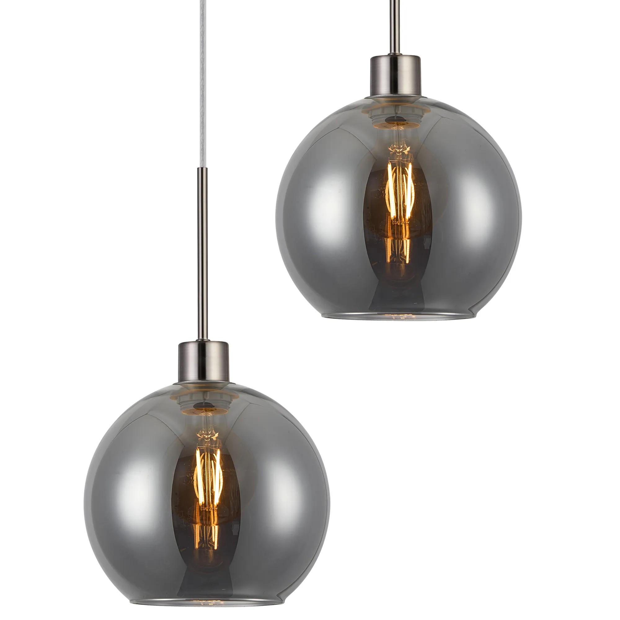 Lori 5 Light Cluster Pendant Adjustable E27- Satin Nickel w Various Glass Finishes - Image 11
