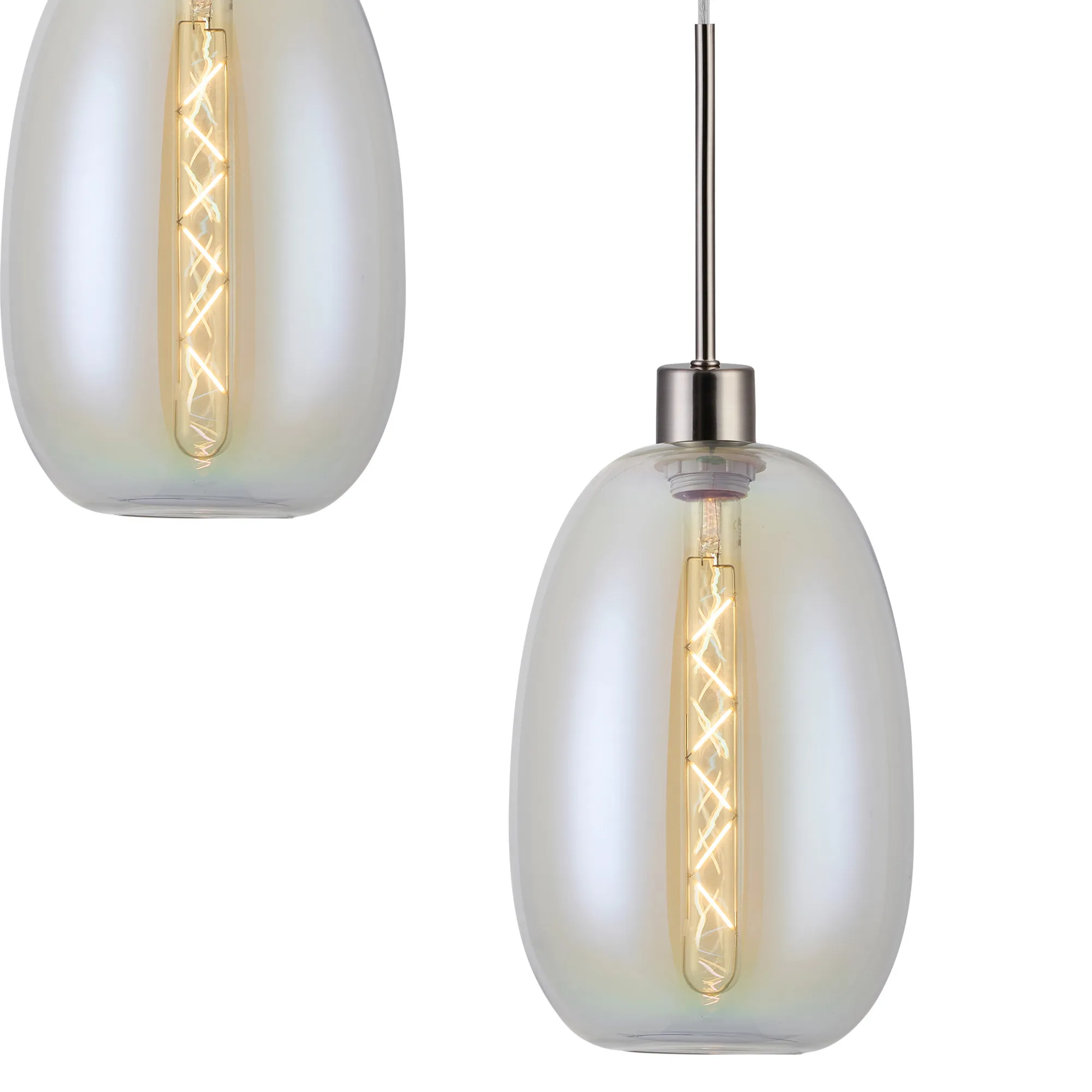 Lori 5 Light Cluster Pendant Adjustable E27- Satin Nickel w Various Glass Finishes - Image 13