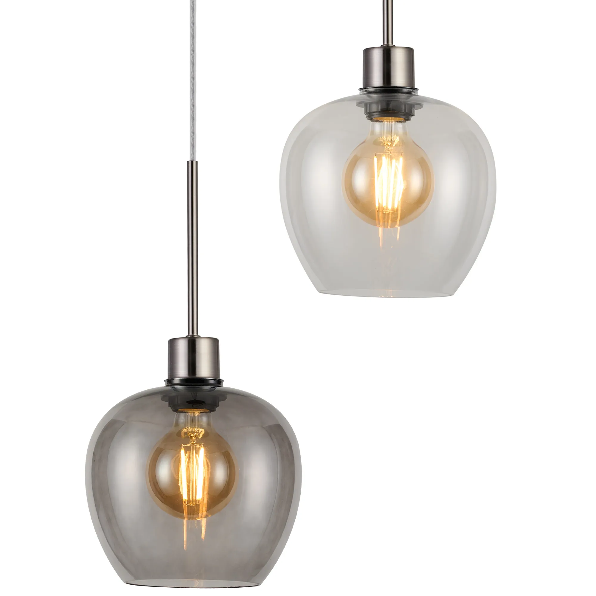 Lori 5 Light Cluster Pendant Adjustable E27- Satin Nickel w Various Glass Finishes - Image 14