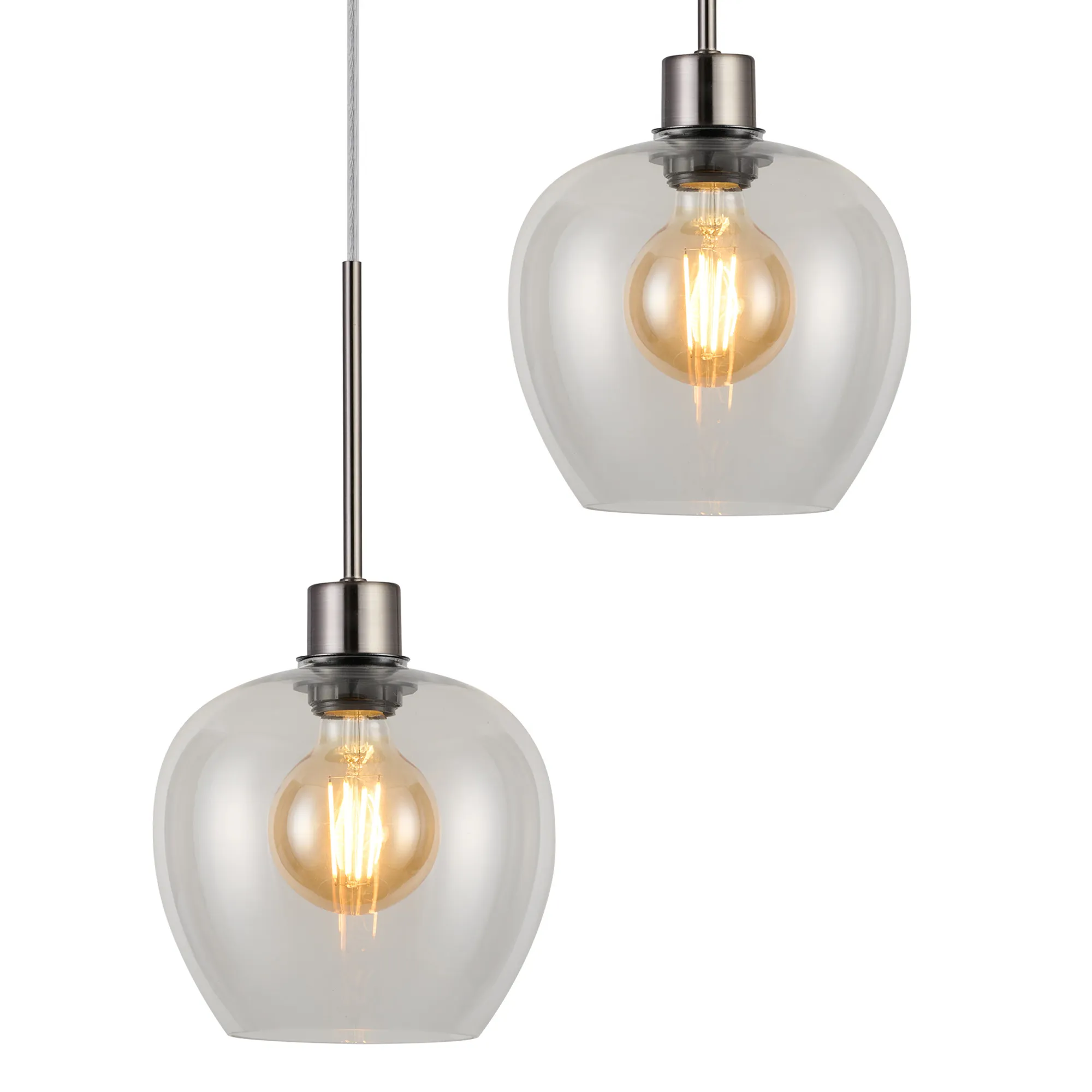 Lori 5 Light Cluster Pendant Adjustable E27- Satin Nickel w Various Glass Finishes - Image 16