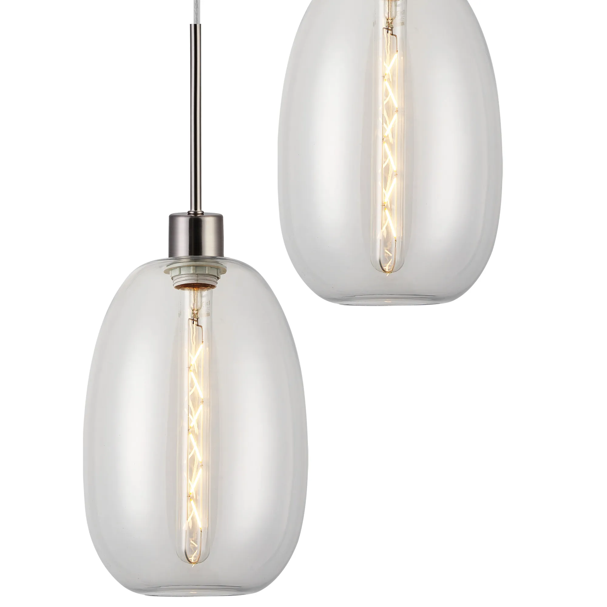 Lori 5 Light Cluster Pendant Adjustable E27- Satin Nickel w Various Glass Finishes - Image 17