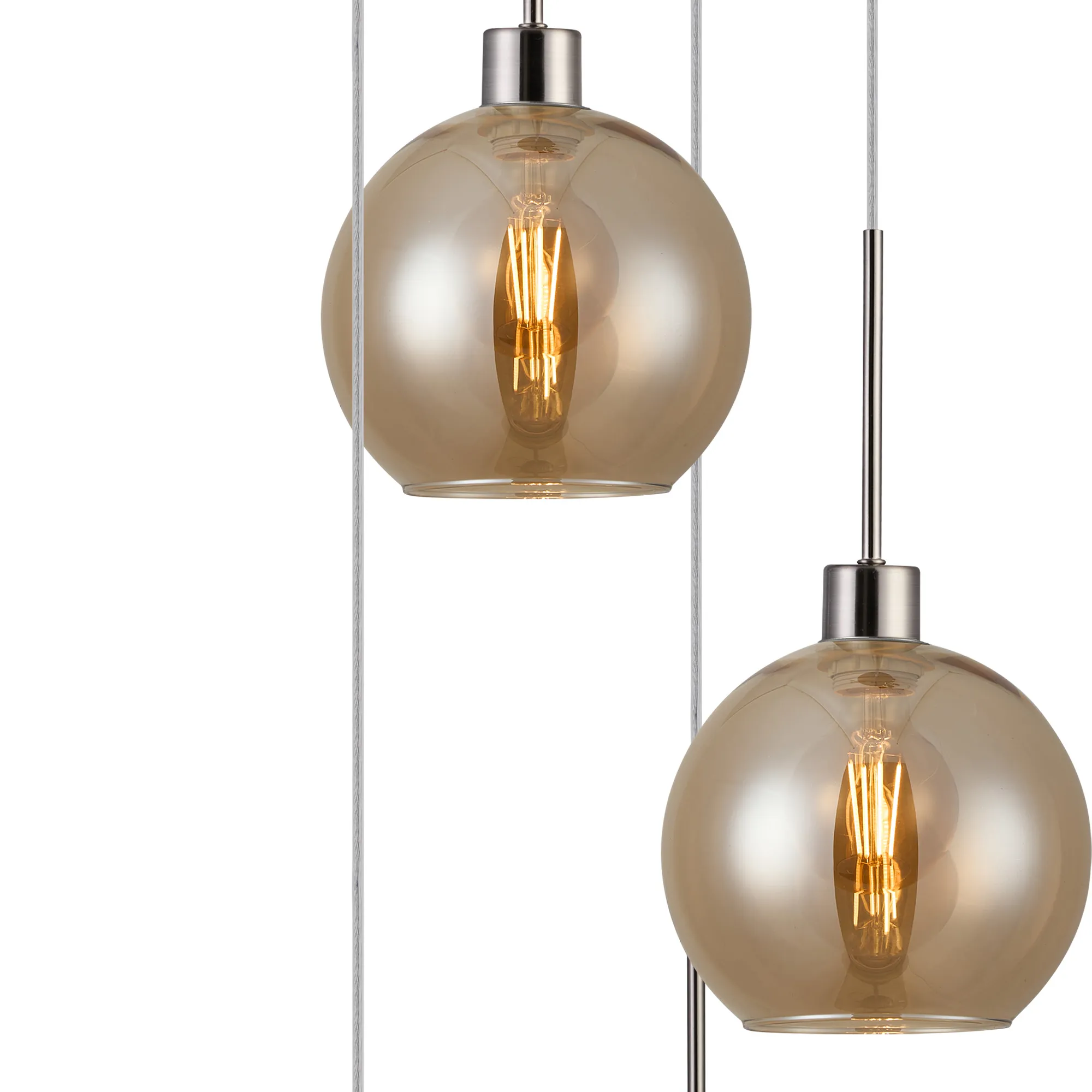 Lori 5 Light Cluster Pendant Adjustable E27- Satin Nickel w Various Glass Finishes - Image 20