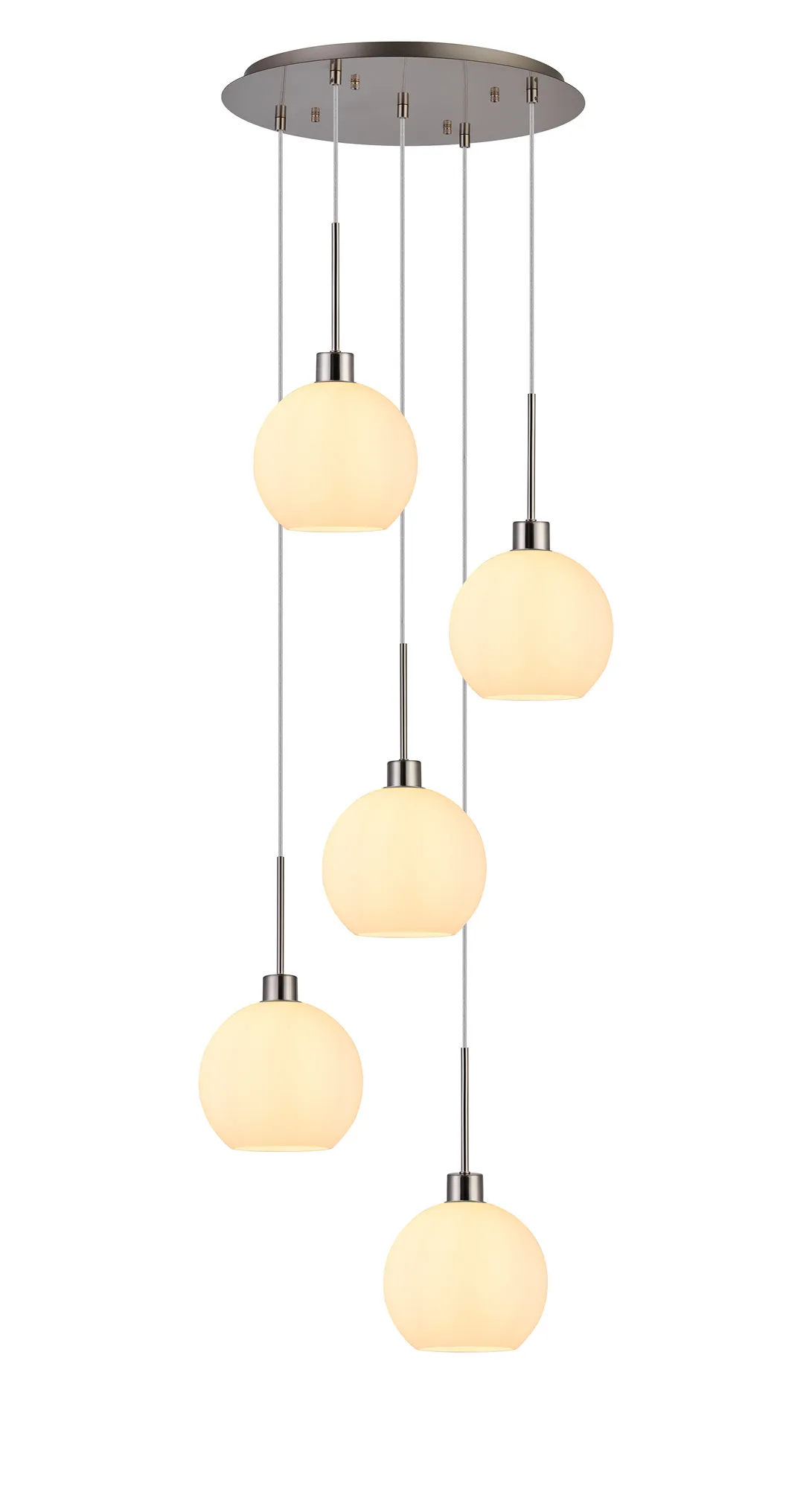 Lori 5 Light Cluster Pendant Adjustable E27- Satin Nickel w Various Glass Finishes - Image 7