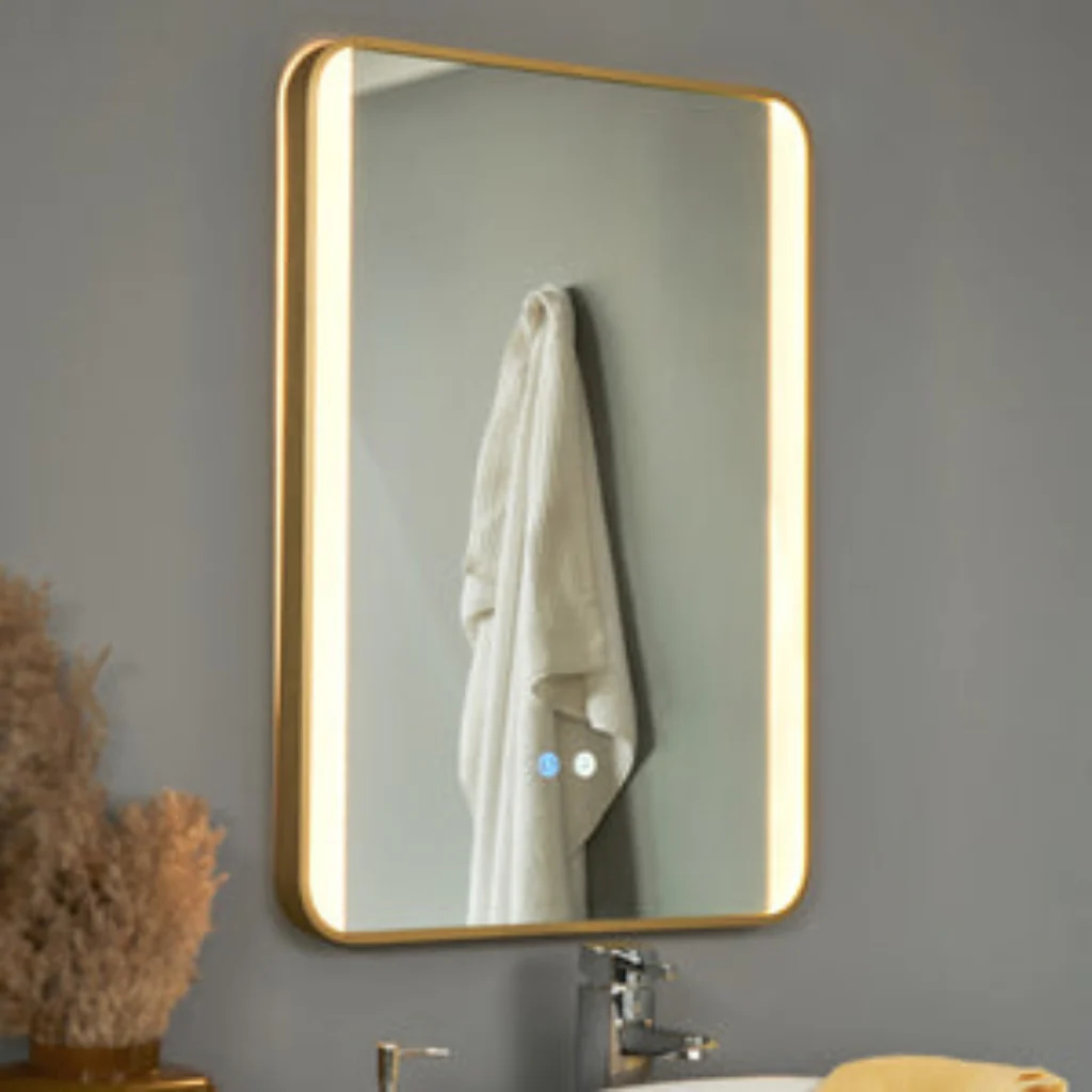 Lori CCT LED Bathroom Mirror with Motion Sensor and Demist- Satin Brass/ Matt Black - Image 10