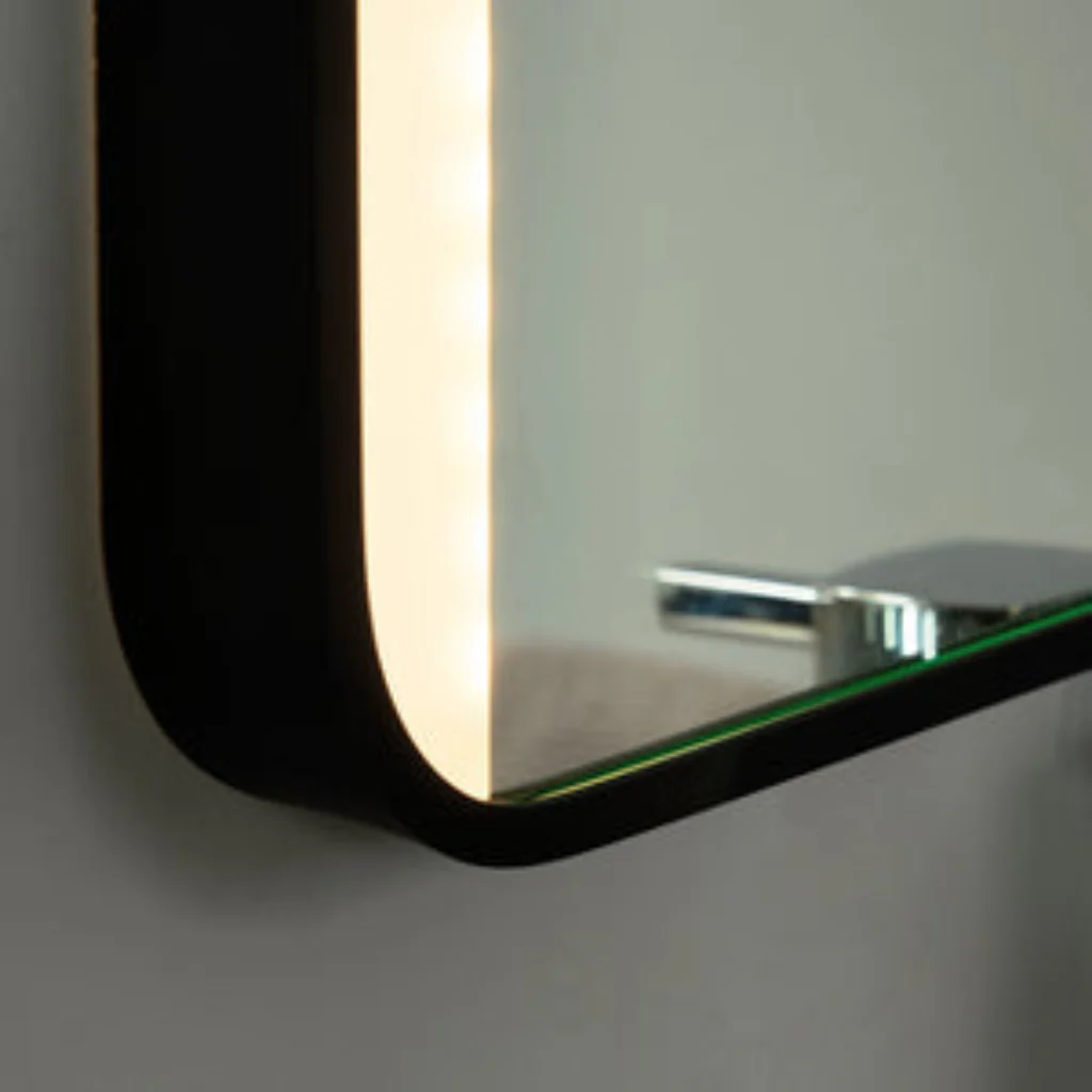 Lori CCT LED Bathroom Mirror with Motion Sensor and Demist- Satin Brass/ Matt Black - Image 6