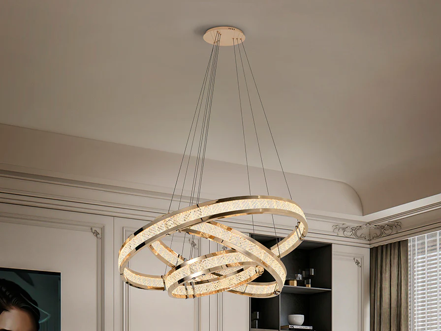 Lorian 3 Rings Ceiling Light-Gloss Golden Finish - Image 2