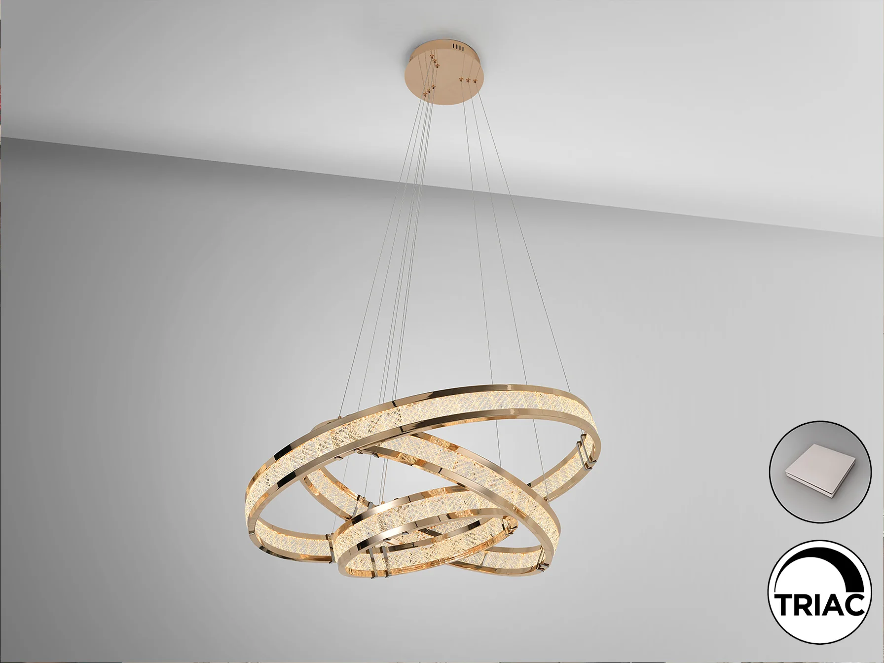 Lorian 3 Rings Ceiling Light-Gloss Golden Finish - Image 3