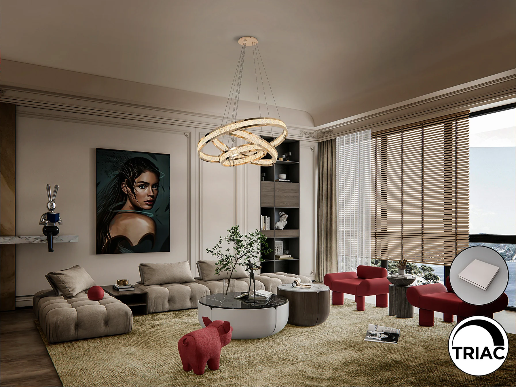 Lorian 3 Rings Ceiling Light-Gloss Golden Finish - Image 4