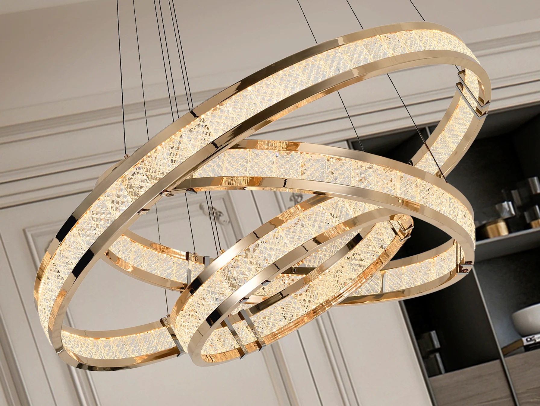 Lorian 3 Rings Ceiling Light-Gloss Golden Finish - Image 5