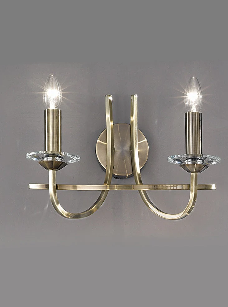 Lottie 2Lt Indoor Double Wall Light - Chrome/Bronze Finish - Image 2