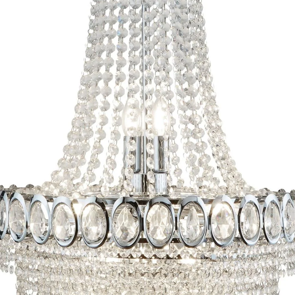 Louis Phillipe 11Lt Crystal Centre Ceiling Light - Chrome & Clear Finish - Image 3